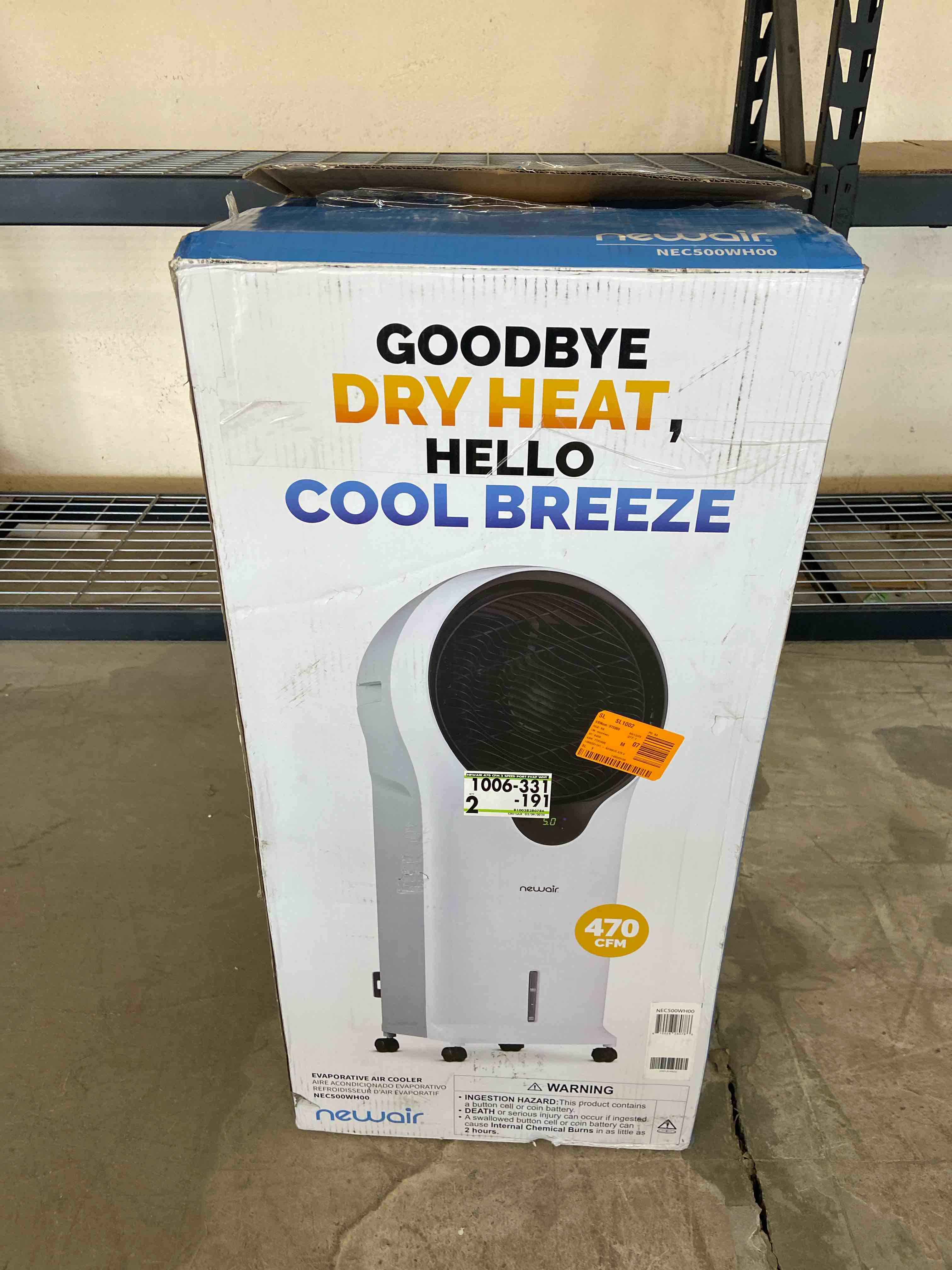 newair - 470 cfm evaporative air cooler and cooling fan with cyclonecirculation - white