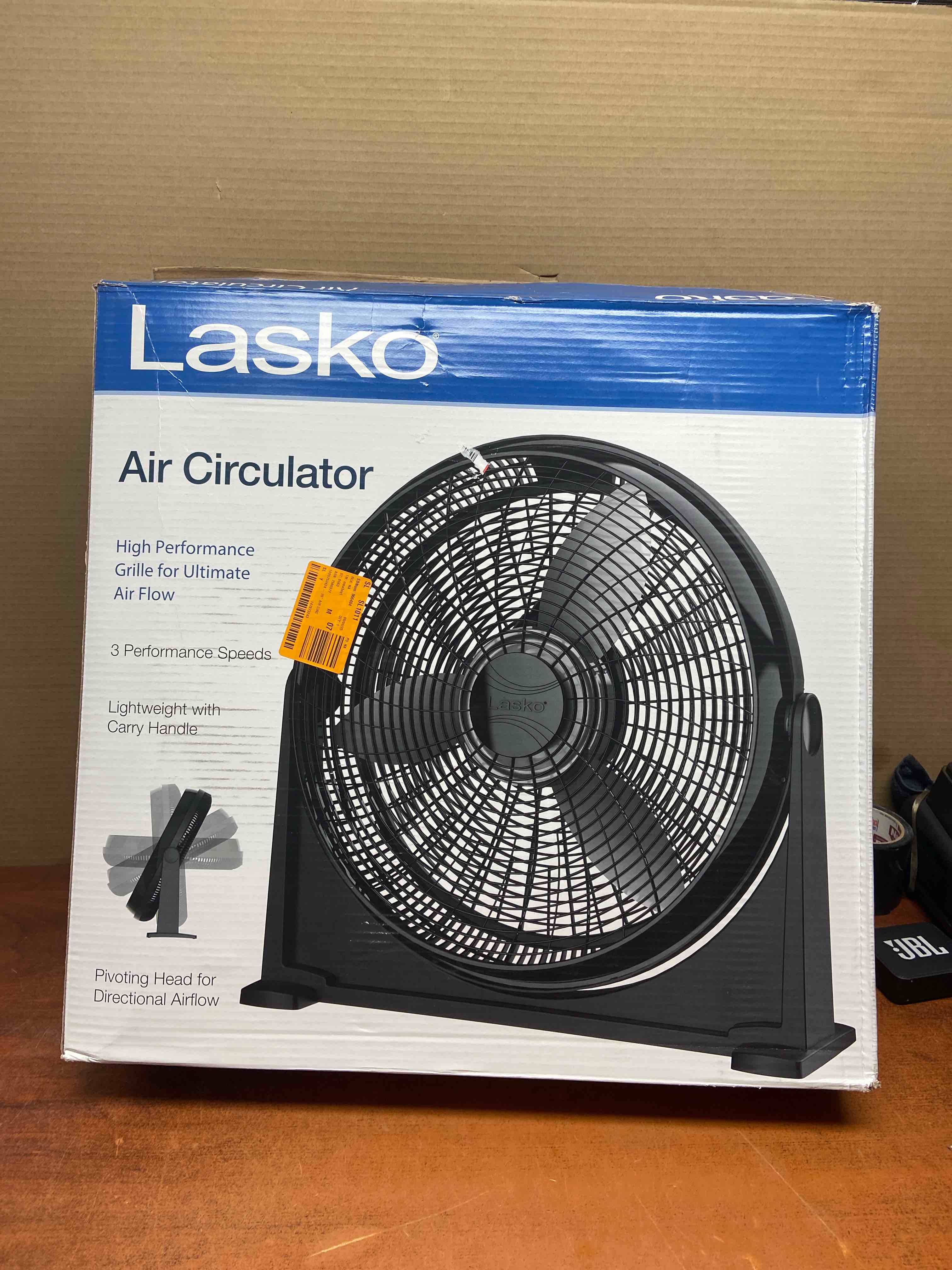 20 in. 3 Speed Air Circulator Floor Fan for Home in Black with Wall Mount Option, Full Range Pivoting Head, Carry Handle
