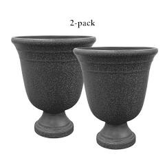 16 in. L x 16 in. W x 21 in. H Almost Black** missing bottom support **Composite Urn Planter (2-Pack)