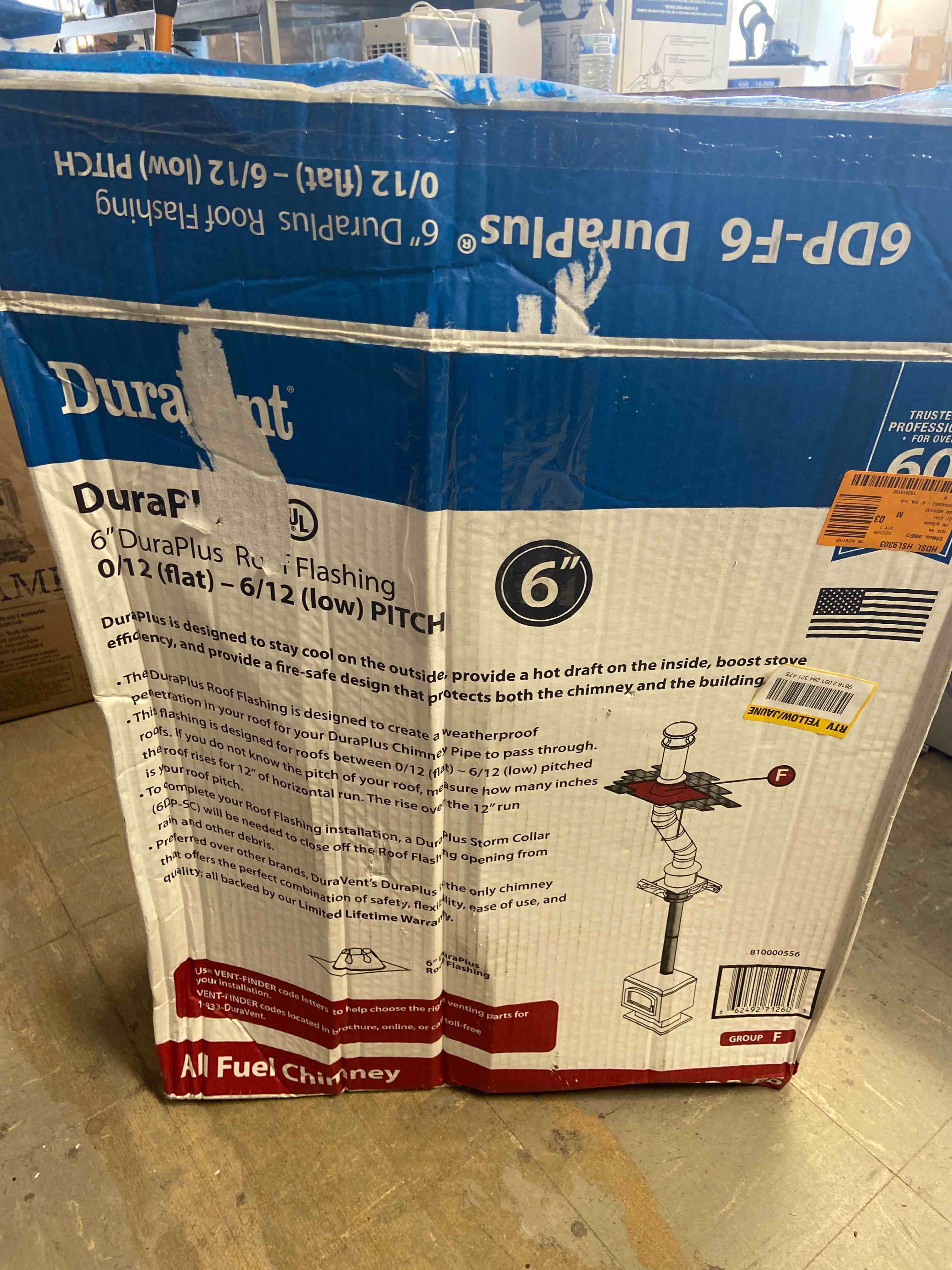 Condition photo showing New/Like New for duravent duraplus galvalume steel roof flashing for 0/12 to 6/12 pitch