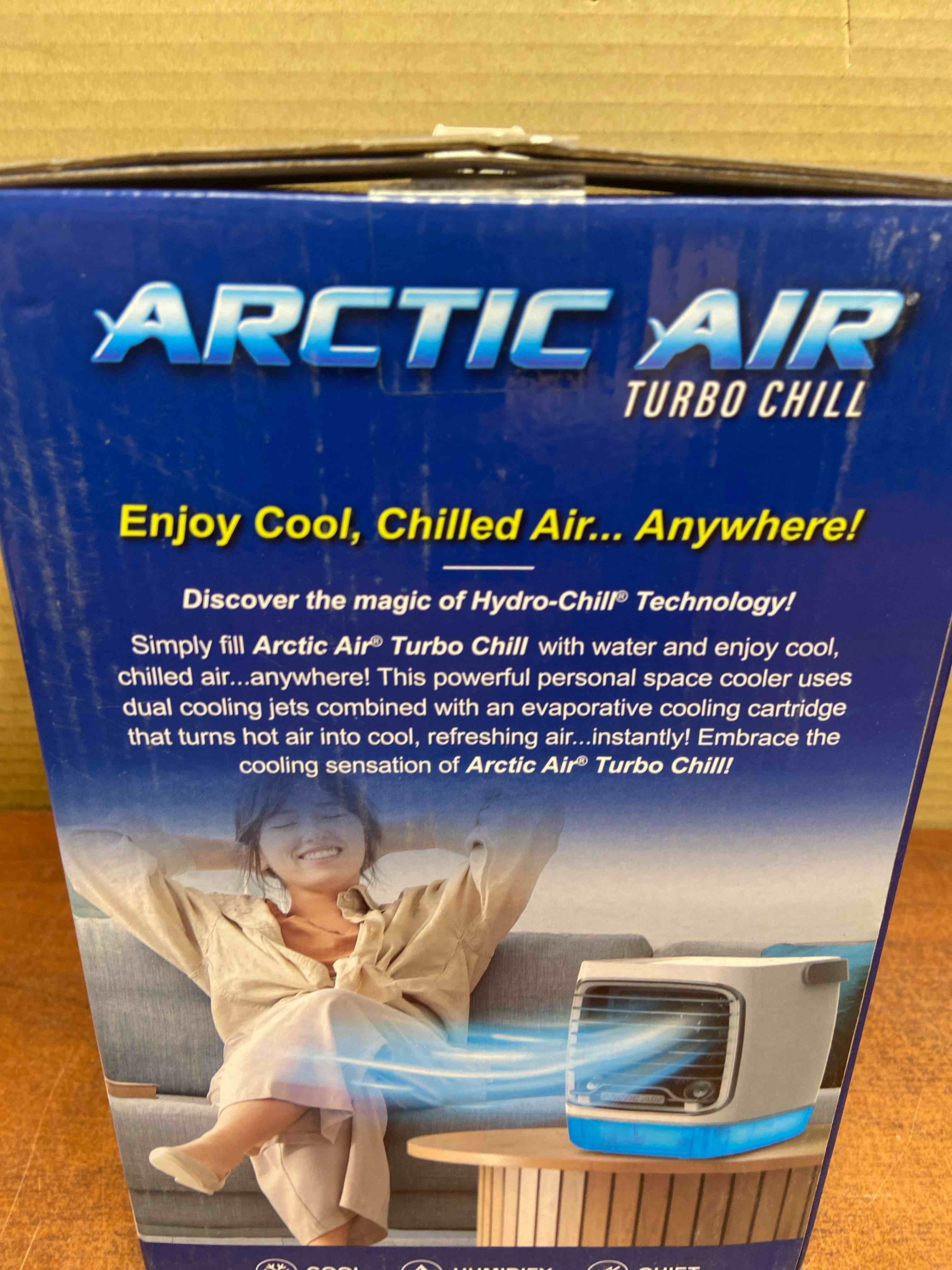 Condition photo showing New/Like New for turbo chill desktop evaporative space cooler with led nightlight