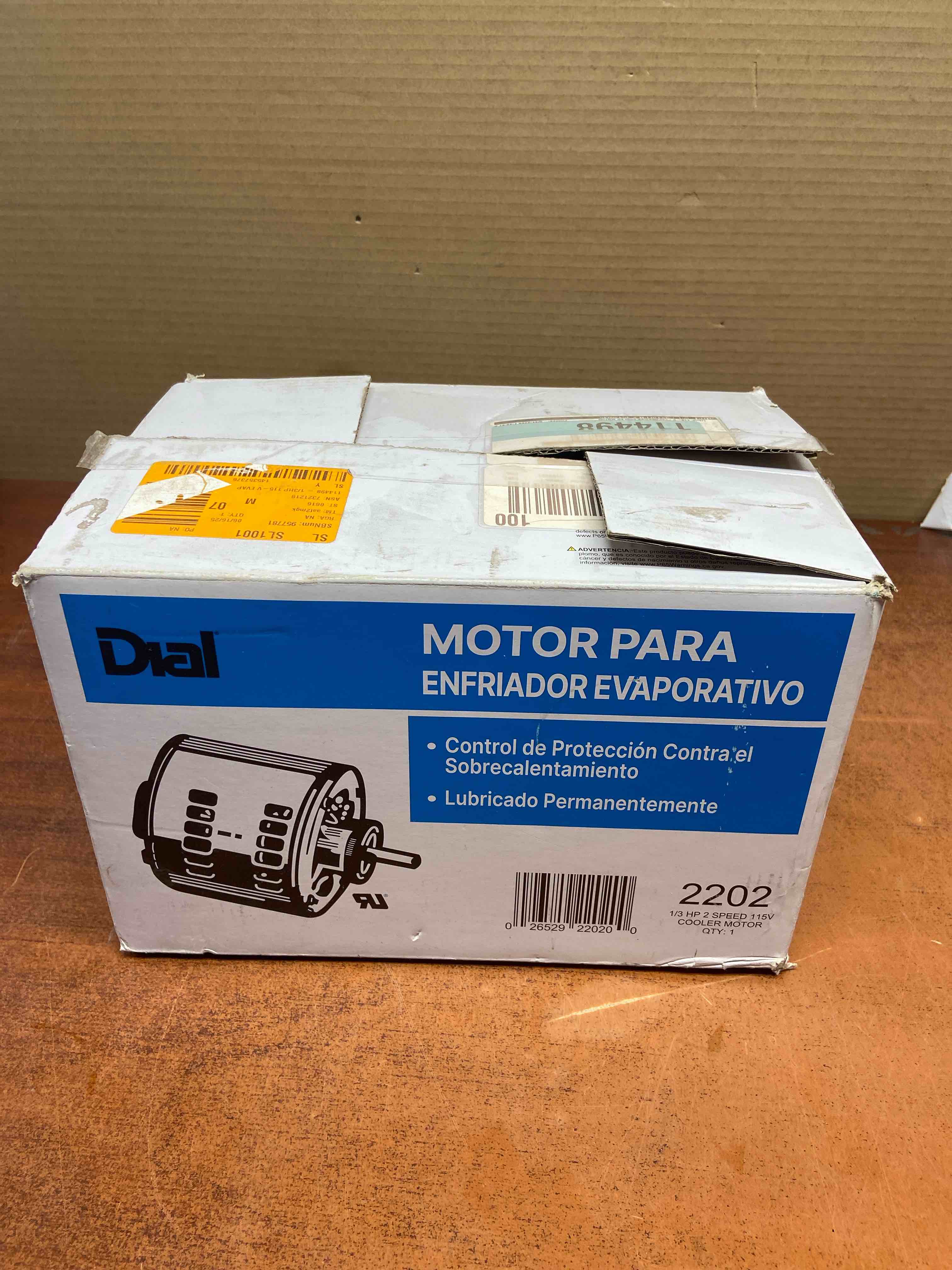 Condition photo showing New/Like New for dial mfg inc 2202 1/3 hp 2 speed evaporative cooler motor