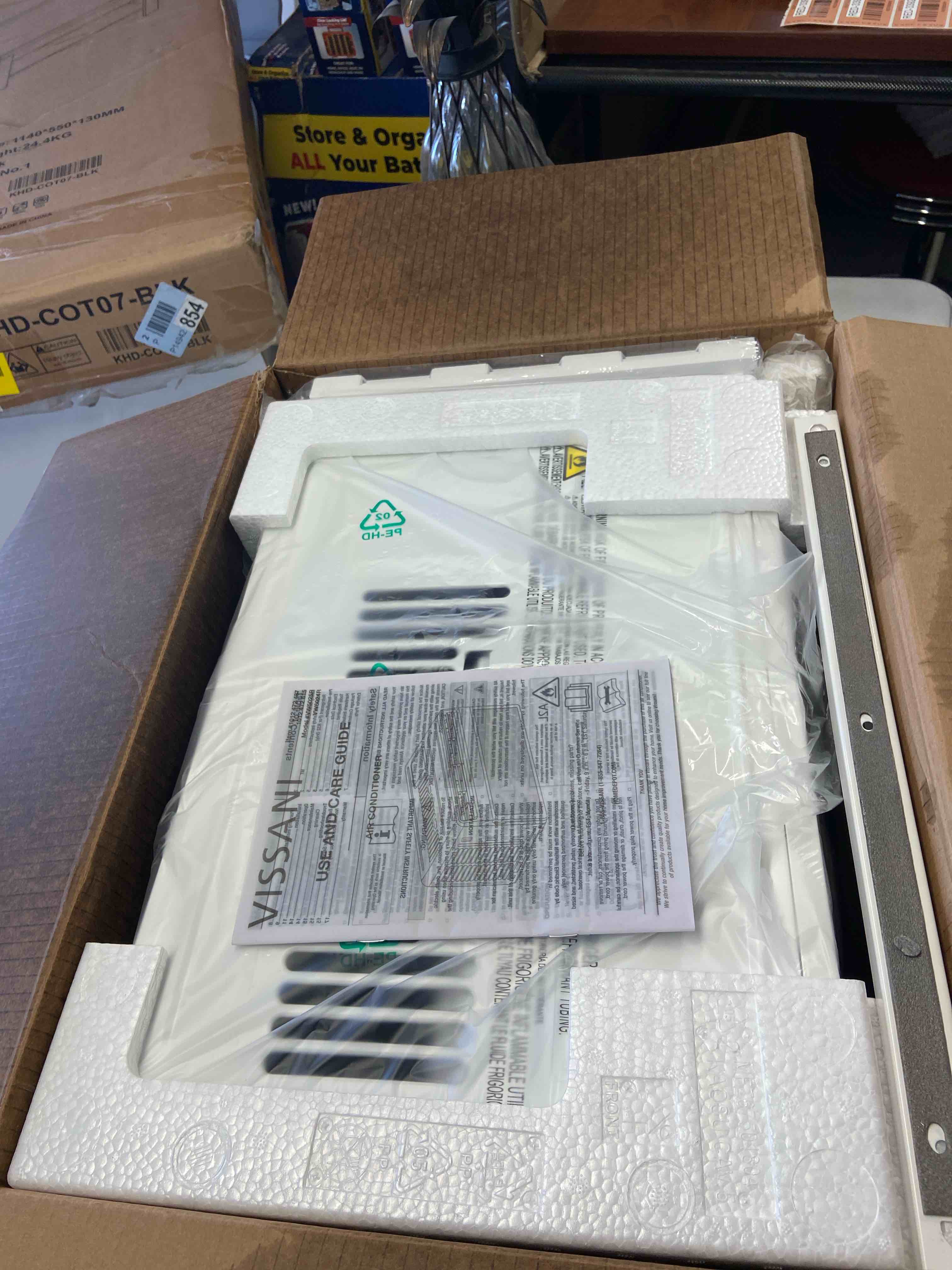 Condition photo showing New/Like New for 6,000 btu 115-volt window air conditioner for 250 sq. ft. rooms with remote in white