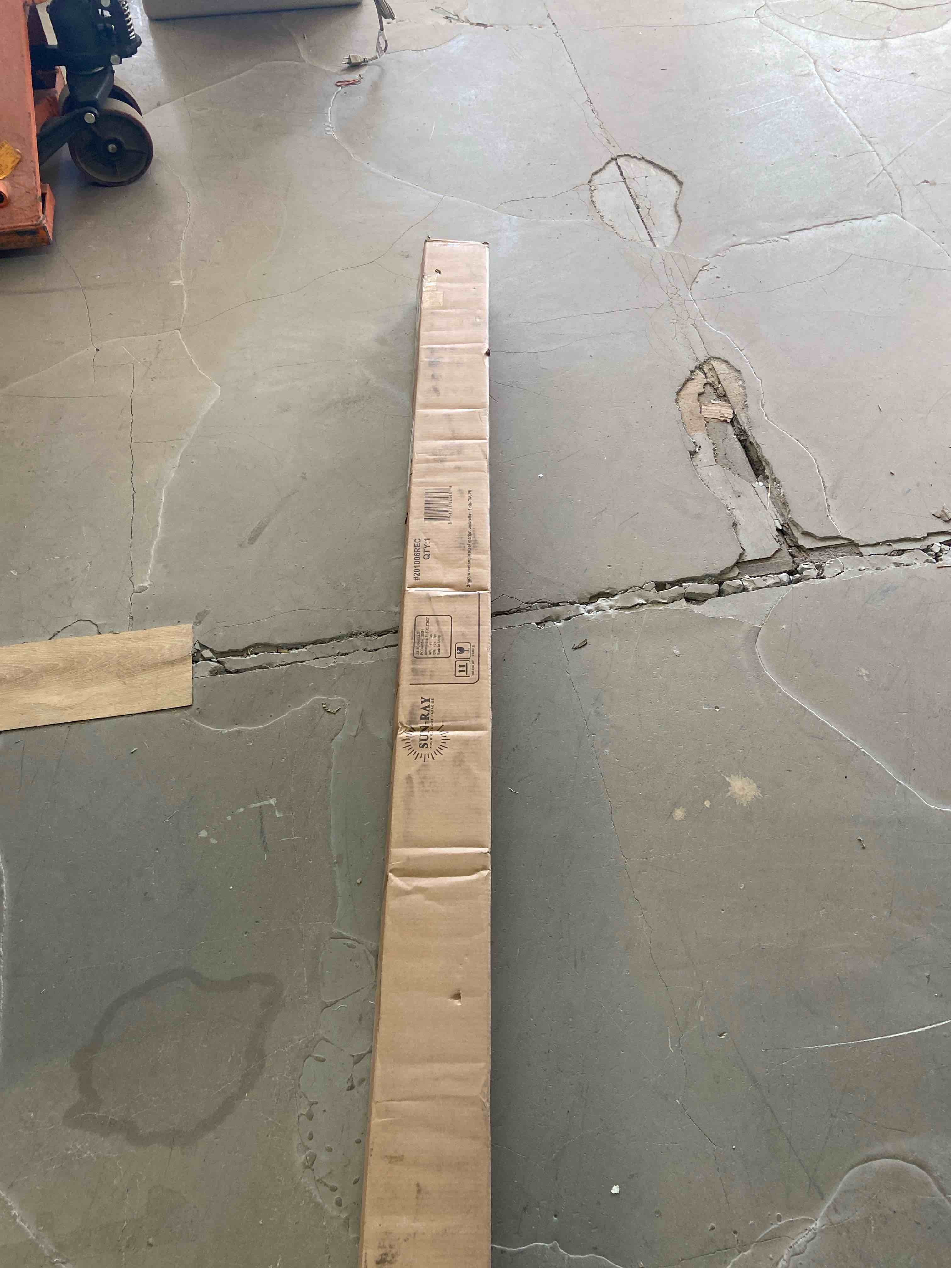 Condition photo showing New/Like New for sun-ray 6.6x10 ft rectangular patio umbrella with push-button tilt and hand crank canopy lift  table umbrella with solution dyed navy fabric for porch  deck  garden  and swimming pool  taupe