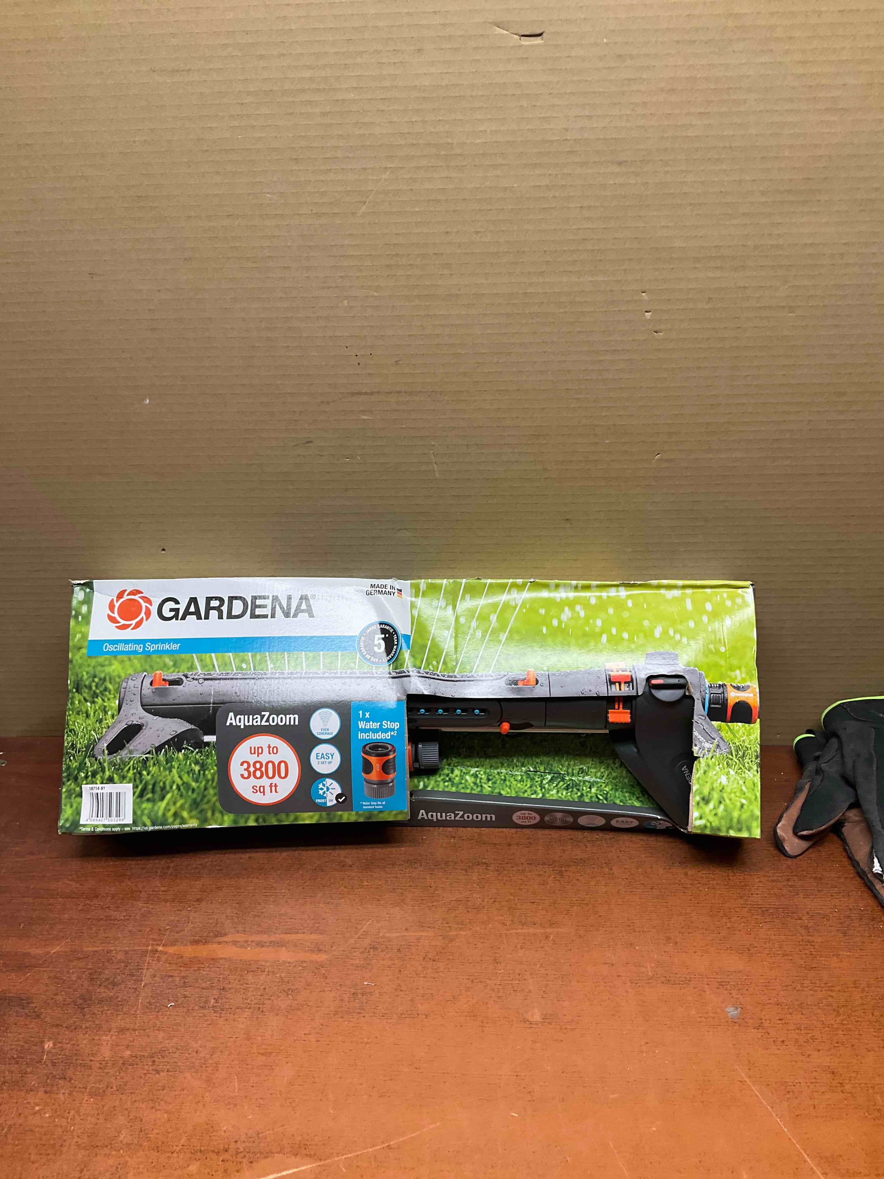 Condition photo showing New/Like New for 3-adjustment 3800 sq. ft. aquazoom oscillating sprinkler for even flow
