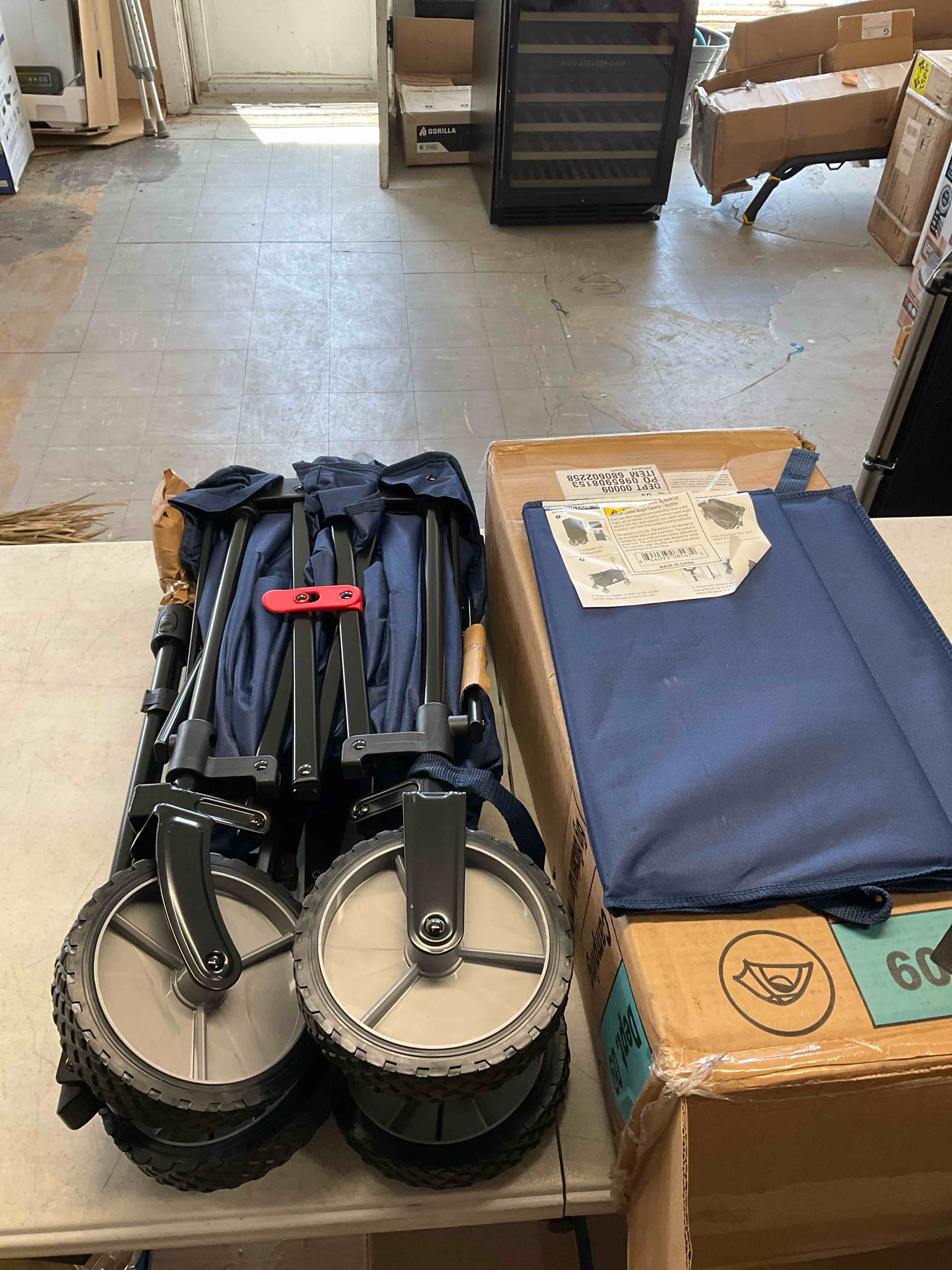 Condition photo showing New/Like New for camping / beach big bucket cart blue 