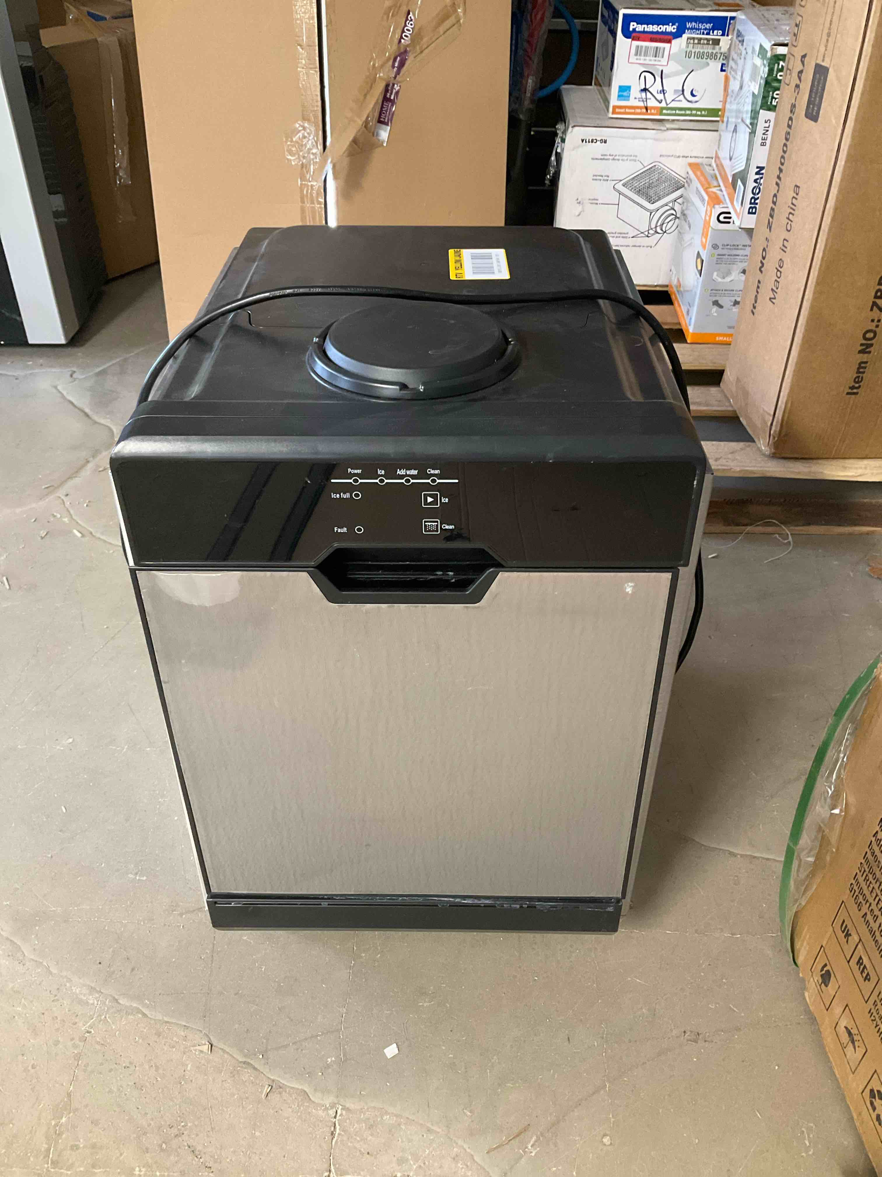 Condition photo showing New/Like New for 15.55 in. 70 lb./24 h nugget portable ice maker chewable, auto-cleaning with 10 lbs. storage bin, stainless steel by sknkoy makes up to 40 lbs. of popular nugget ice per day portable design with a large 10 lb. storage bin features a convenient auto-cleaning function