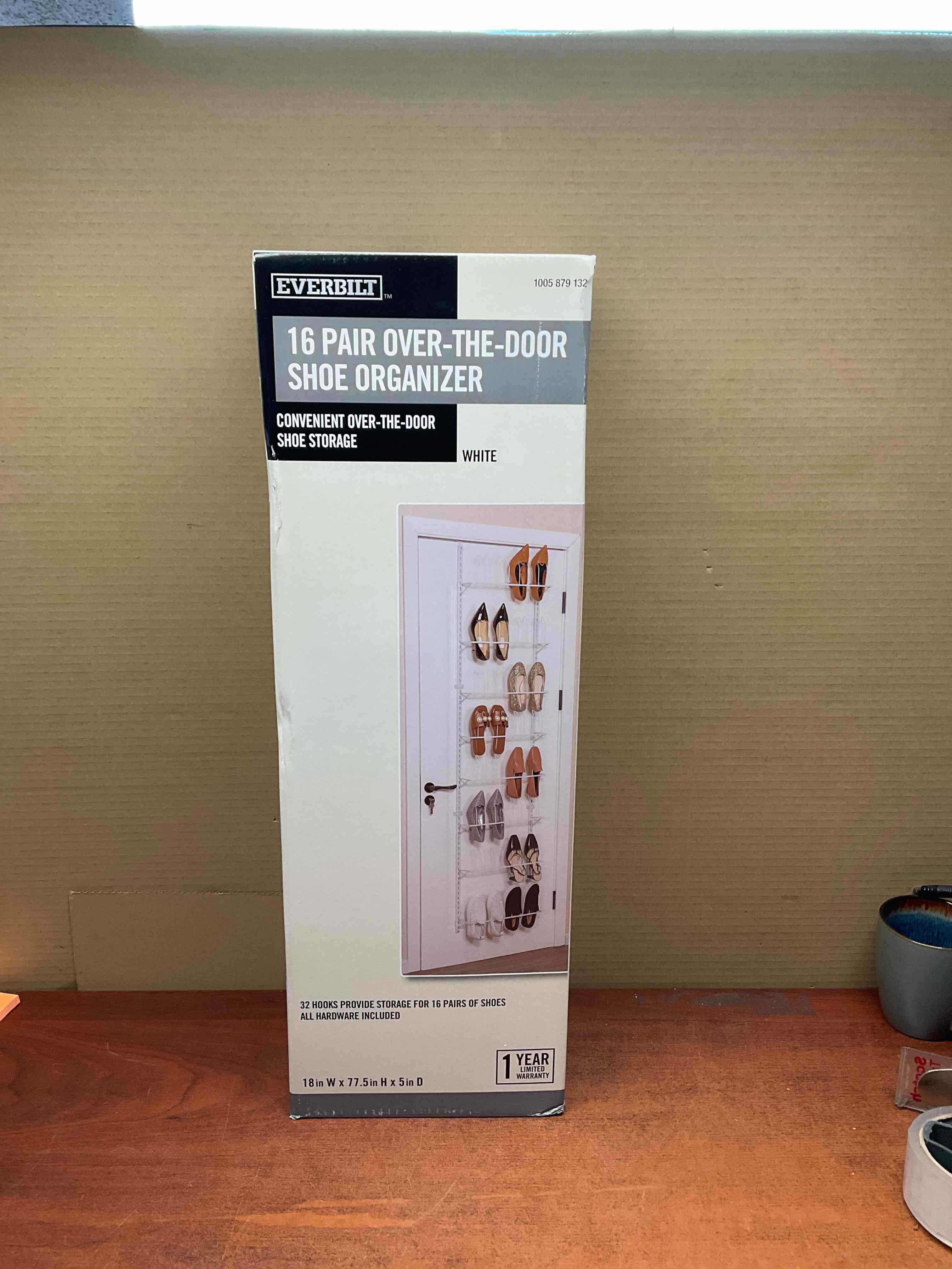 16 pair over the door, shoe organizer white
