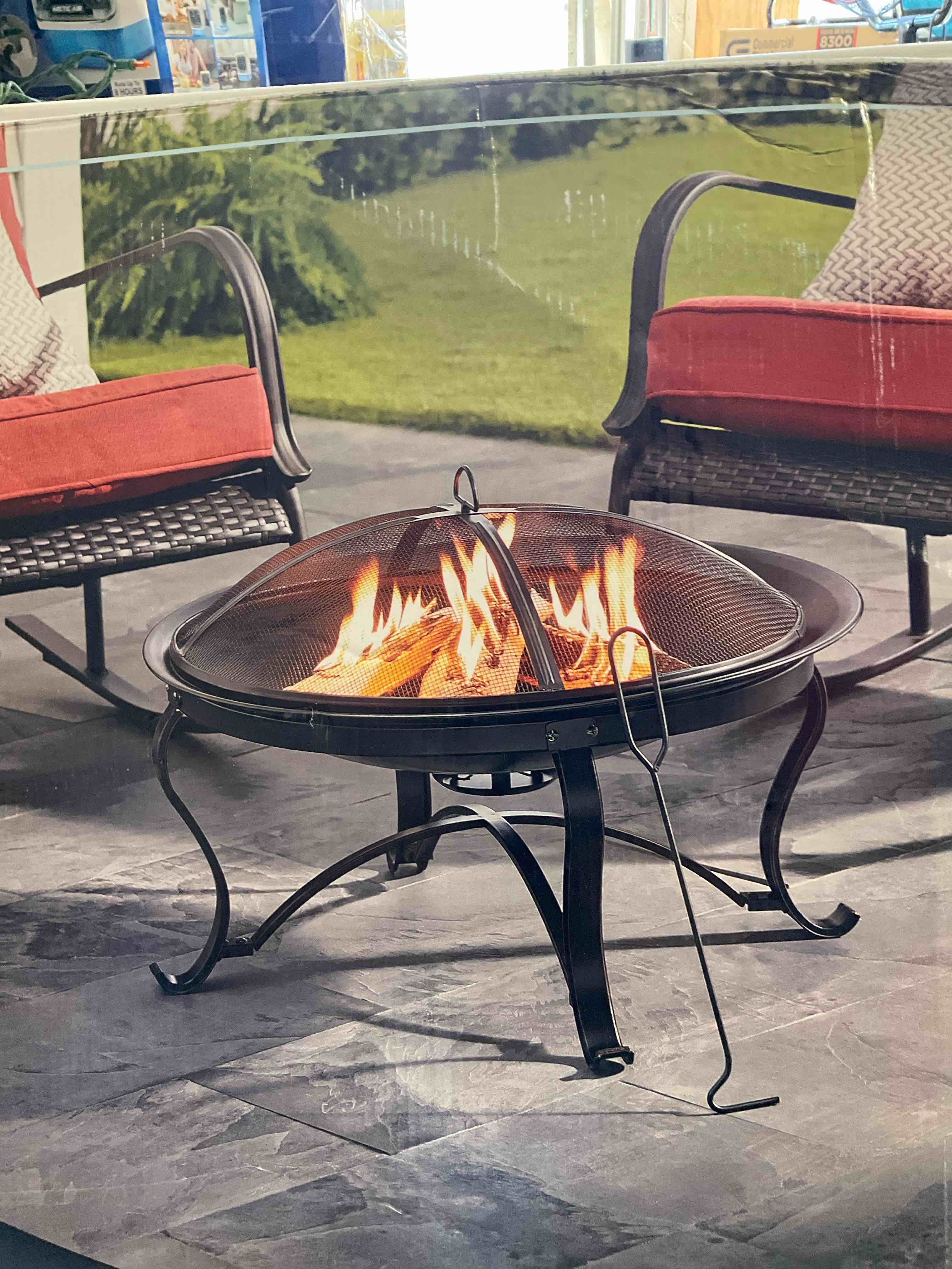 Sadler 30 in. x 19 in. Round Steel Wood Burning Fire Pit in Rubbed Bronze
