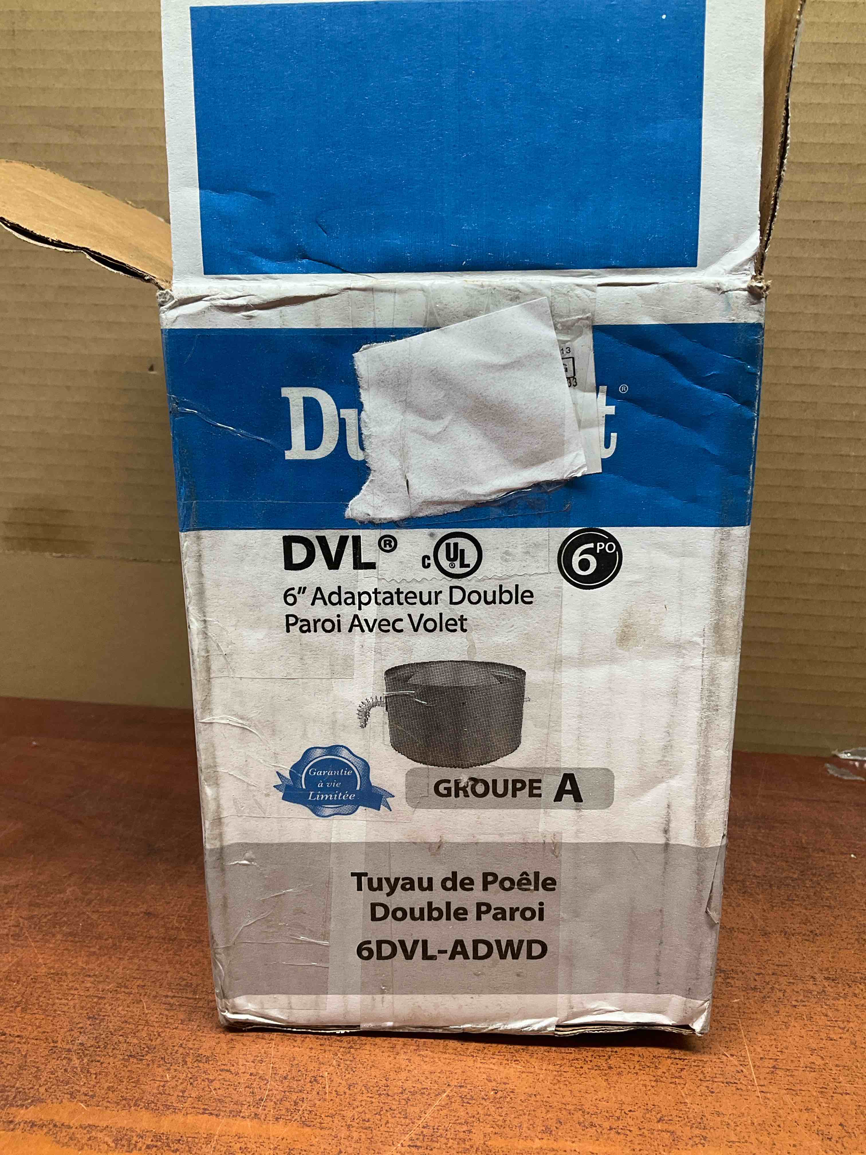 DuraVent DVL 6DVL-ADWD 6 Inch Double Wall Damper Section Stovetop Adapter