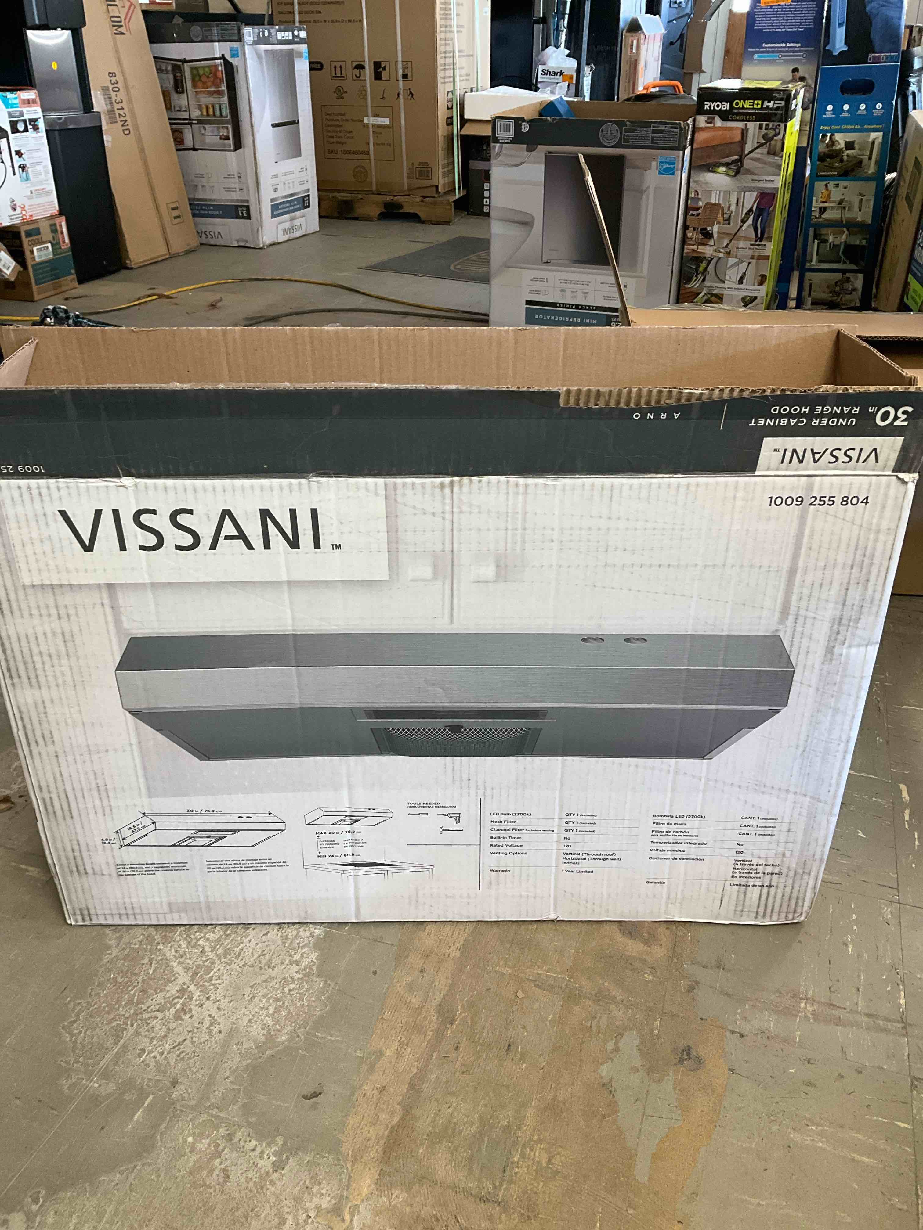 Vissani Arno 30 in. 240 CFM Convertible Under Cabinet Range Hood in Stainless Steel with Lighting and Charcoal Filter, Silver