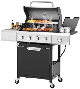 4 Burner gas grill with side burner 