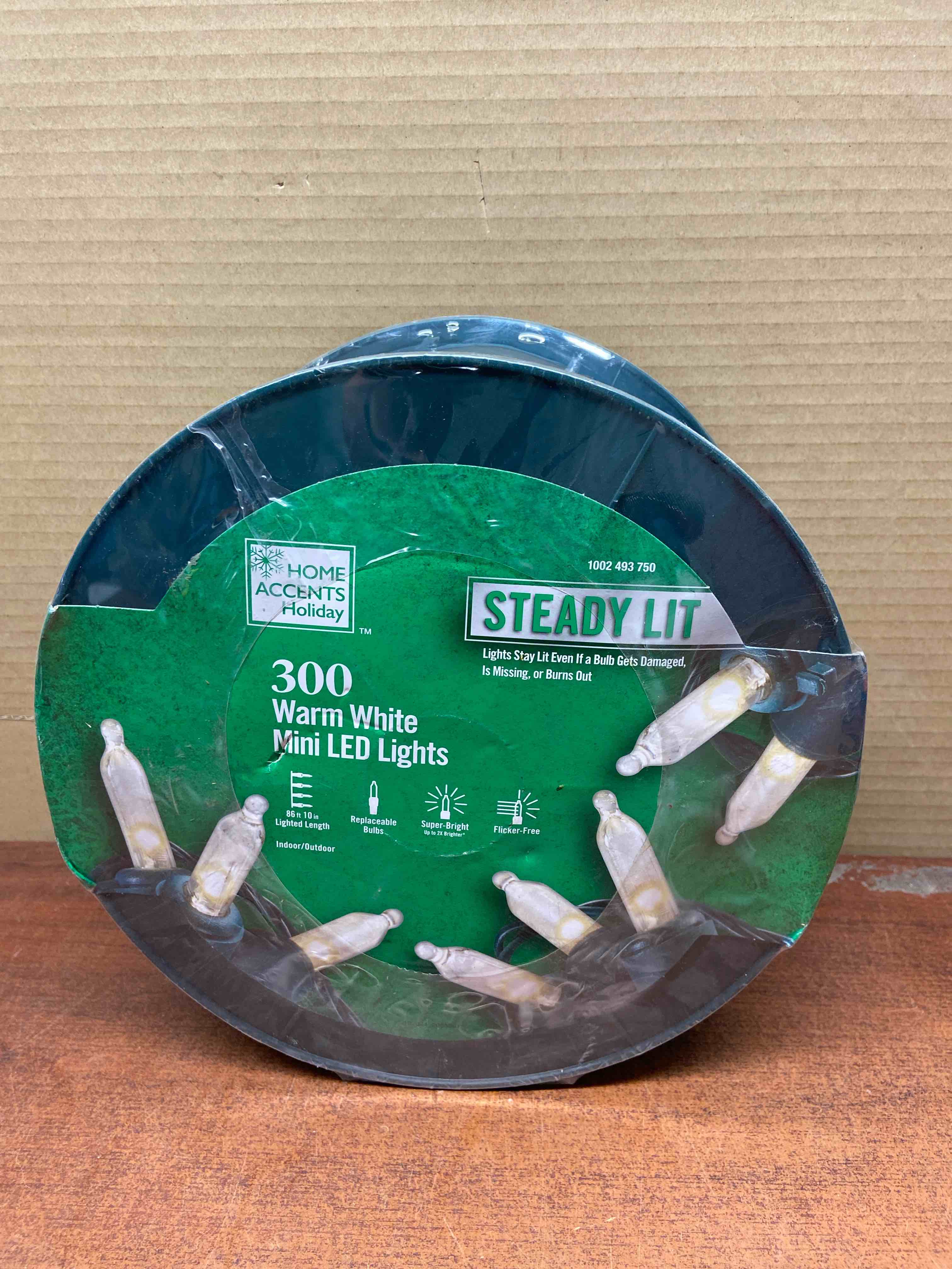 Home Accents Holiday 300-Light LED Smooth Mini Super Bright Constant On Warm White  Reel TY560-1715WW