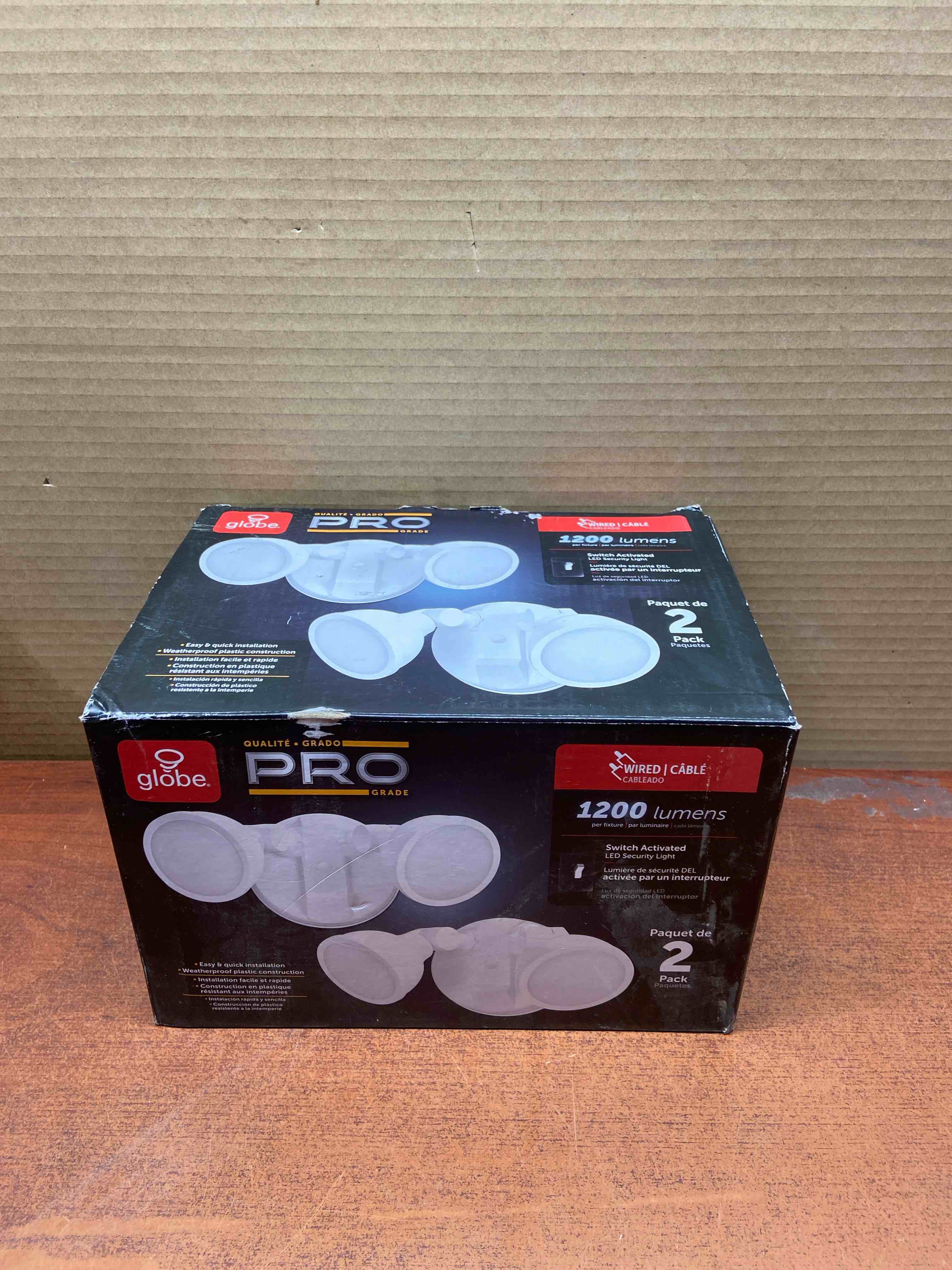 100-Watt Equivalent 1200-Lumen Outdoor Exterior White Switch Activated 2-Head Integrated LED Security Flood Light (2-Pk)