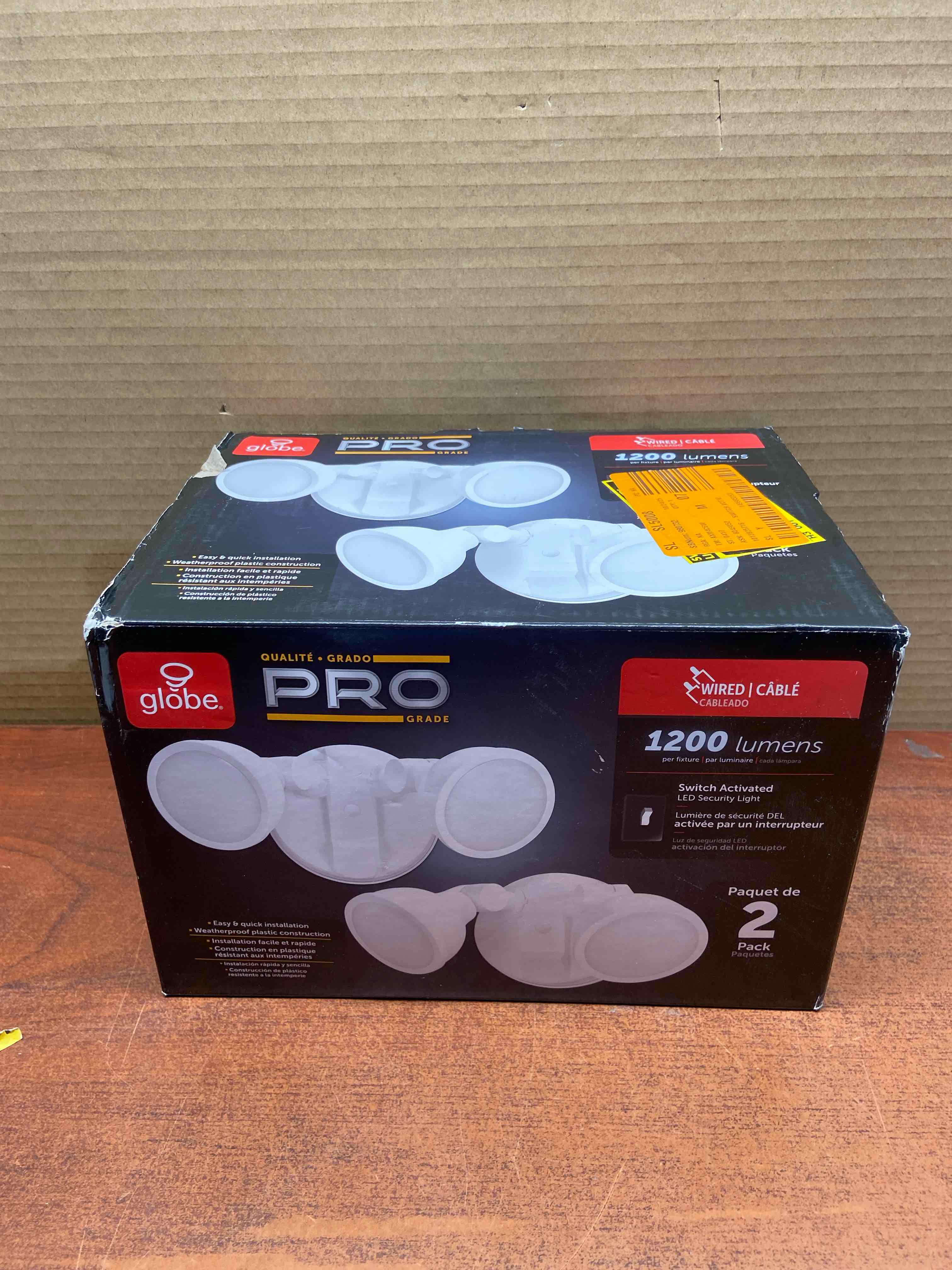 100-Watt Equivalent 1200-Lumen Outdoor Exterior White Switch Activated 2-Head Integrated LED Security Flood Light (2-Pk)