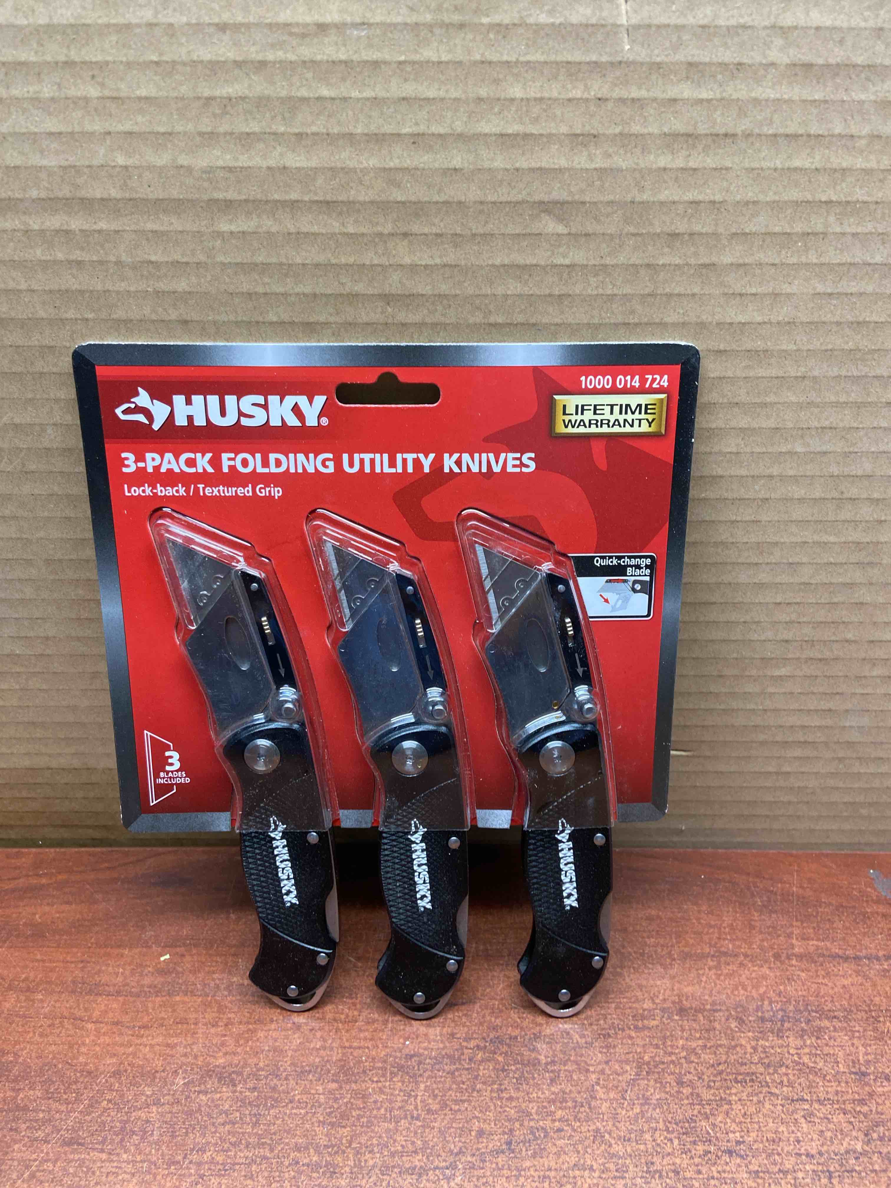Husky Folding LockBack Utility Knife (3-Piece)