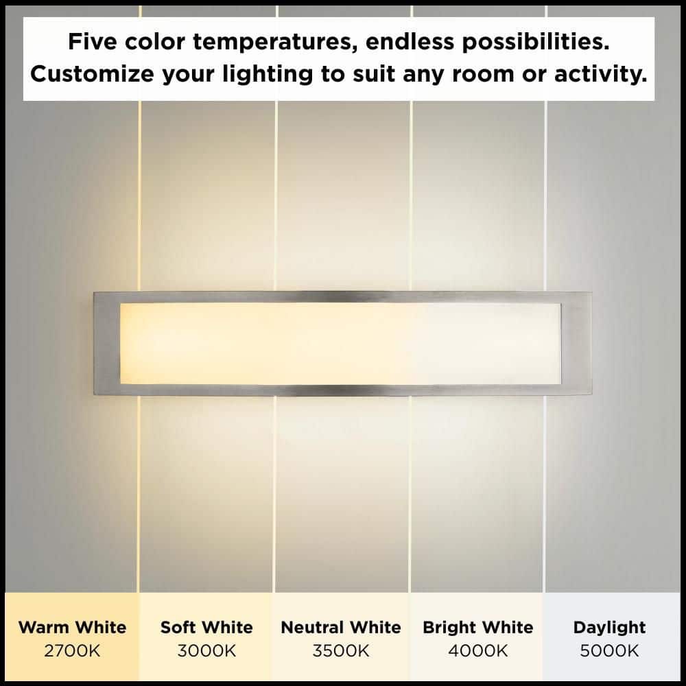 Woodbury 24 in. 1-Light Brushed Nickel LED Vanity Light with Extra Matte Black Trim 2700K-5000K