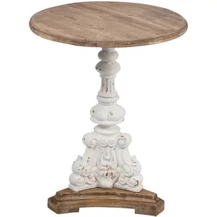 A&B Home Antique white round side table