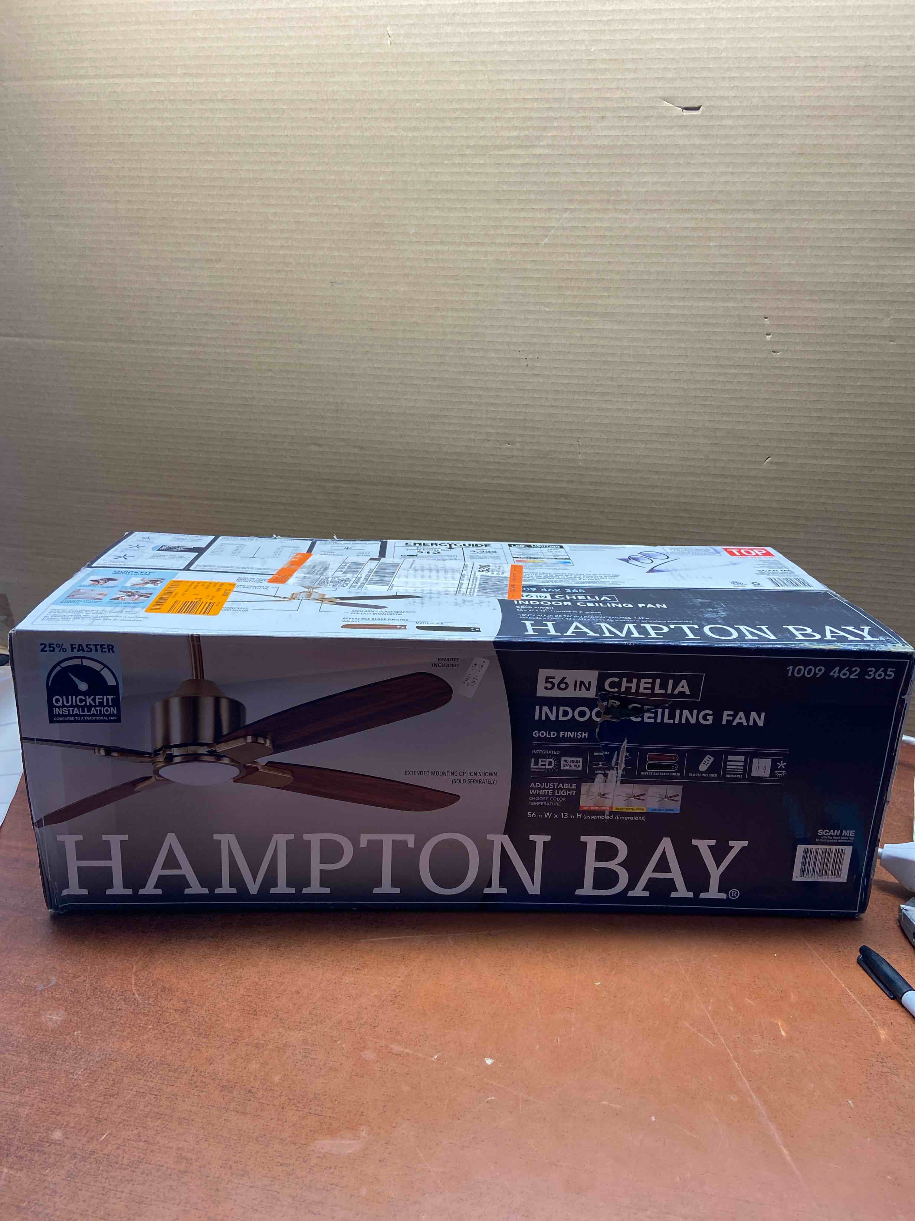 Hampton Bay Chelia 56 in. Indoor Gold LED Ceiling Fan with Reversible Blades and Color Changing Technology