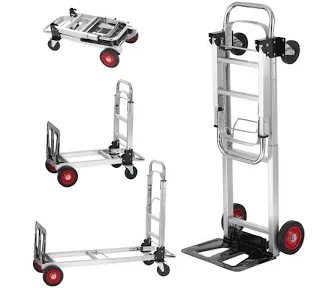 2-in-1 Aluminum Folding Hand Truck 400 lbs. Capacity heavy-duty Industrial Collapsible cart with Rubber