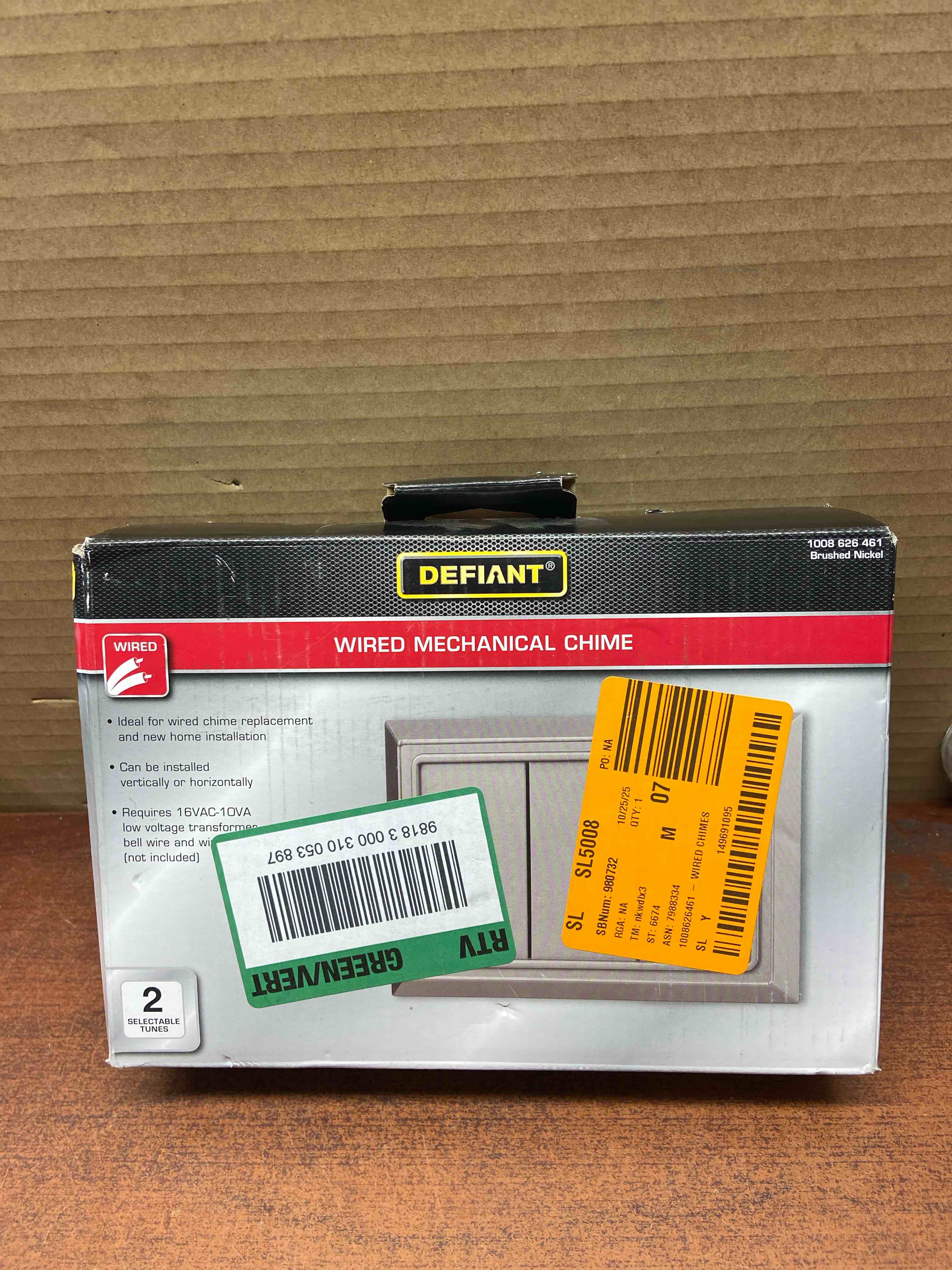 Defiant Wired Doorbell Chime  Brushed Nickel