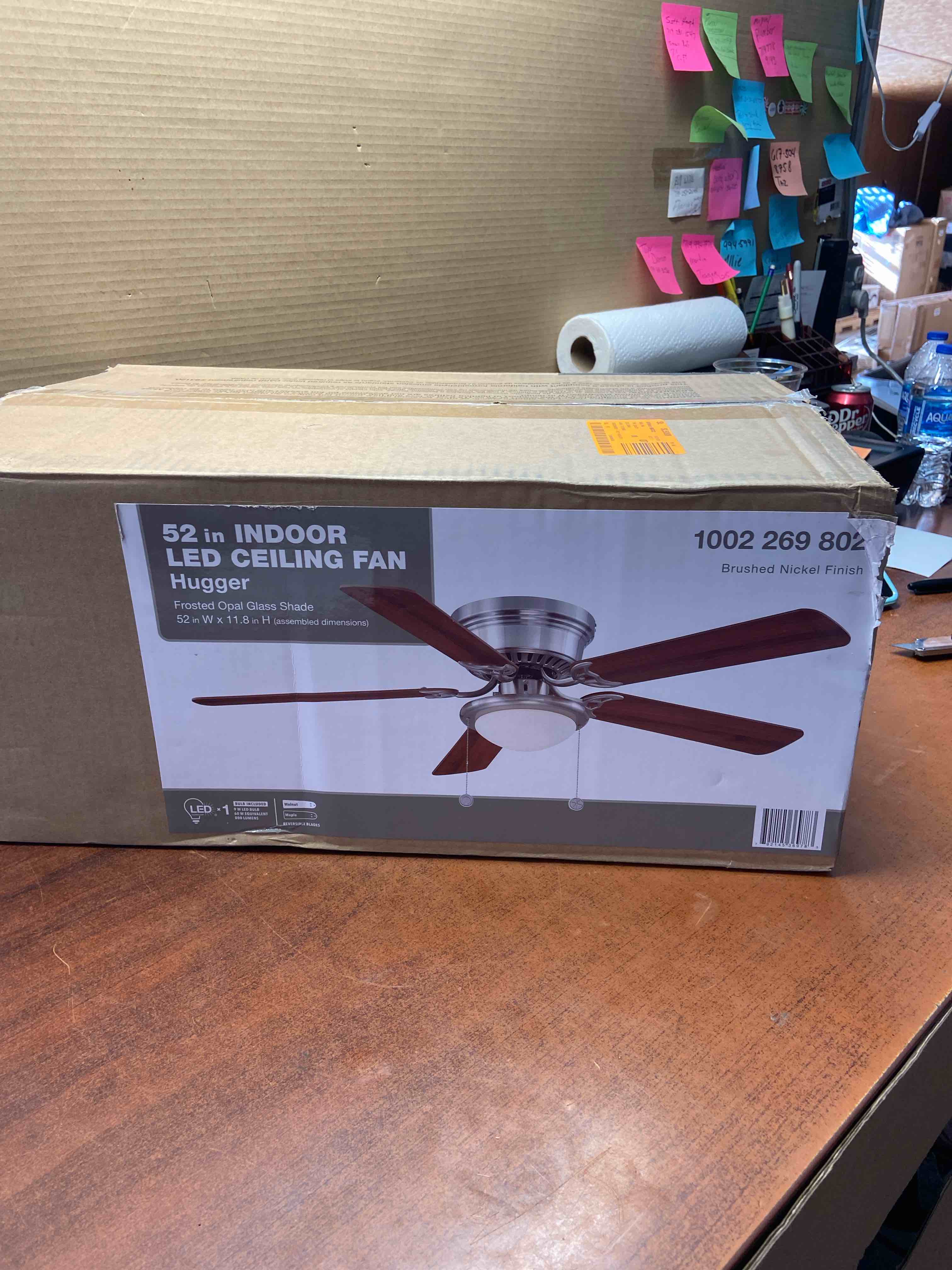 Hugger 52 in. LED Brushed Nickel Ceiling Fan