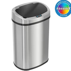 13 Gallon Plastic Sensor Kitchen Trash Can with Odor Filter  Slim Space-Saving Garbage Bin