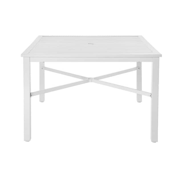 Mix Match Lattice White Square Metal Outdoor Patio Dining Table Slat Top