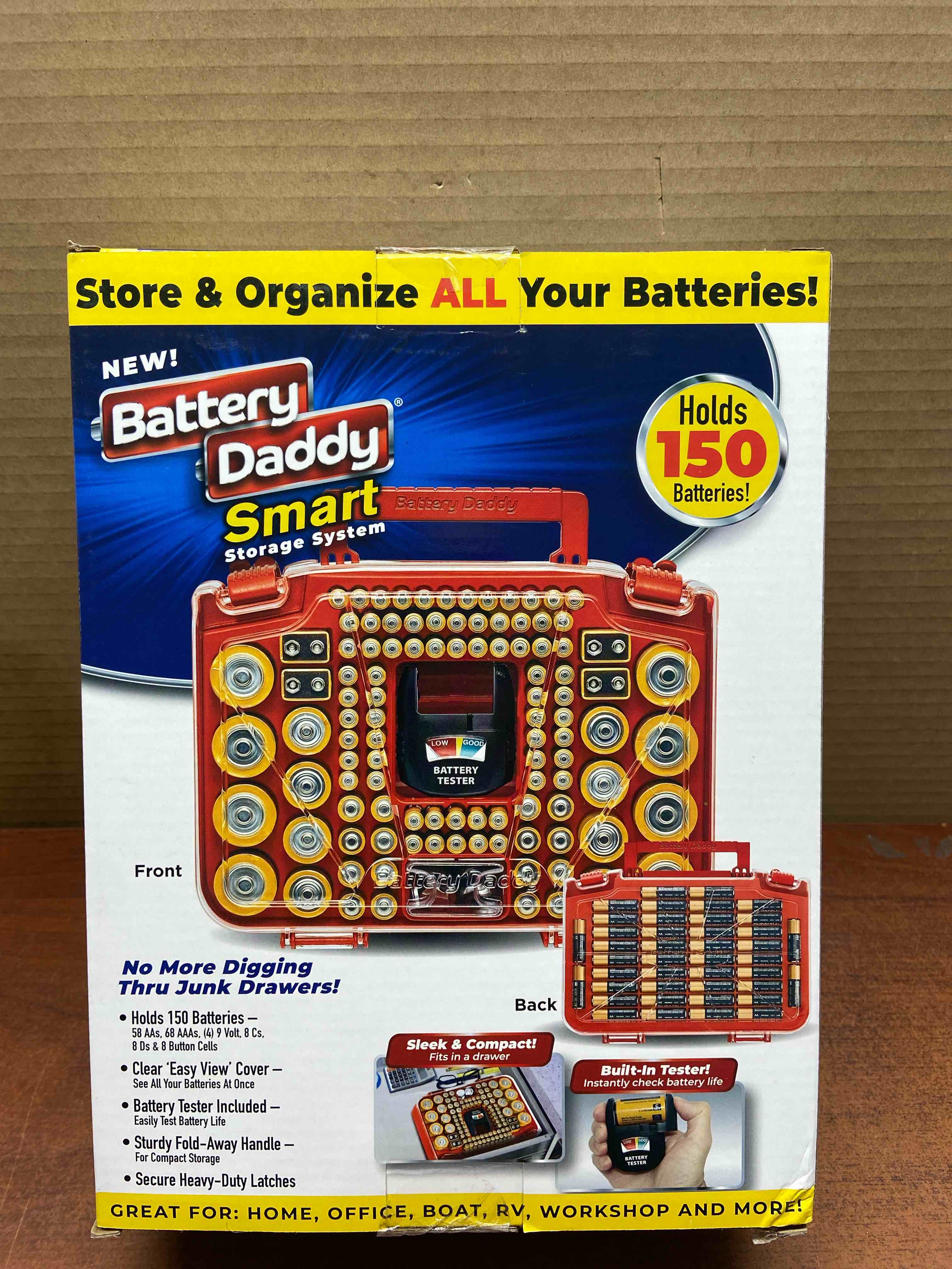 Ontel Battery Daddy Smart Battery Storage System with Built in Battery Tester to Hold Various Sizes Batteries