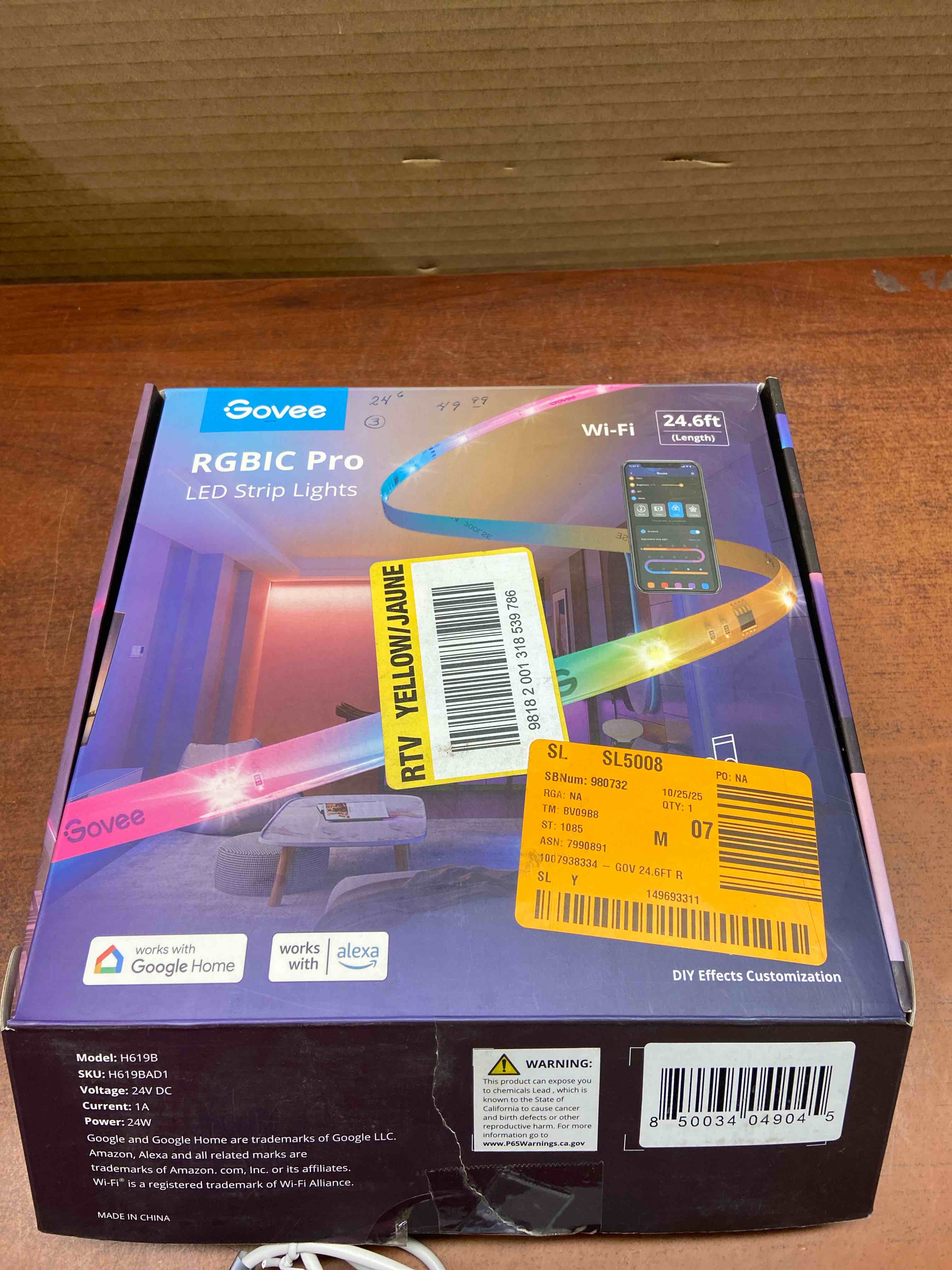 Govee - Wi-Fi RGBIC LED Strip Light - 25 feet - Multi