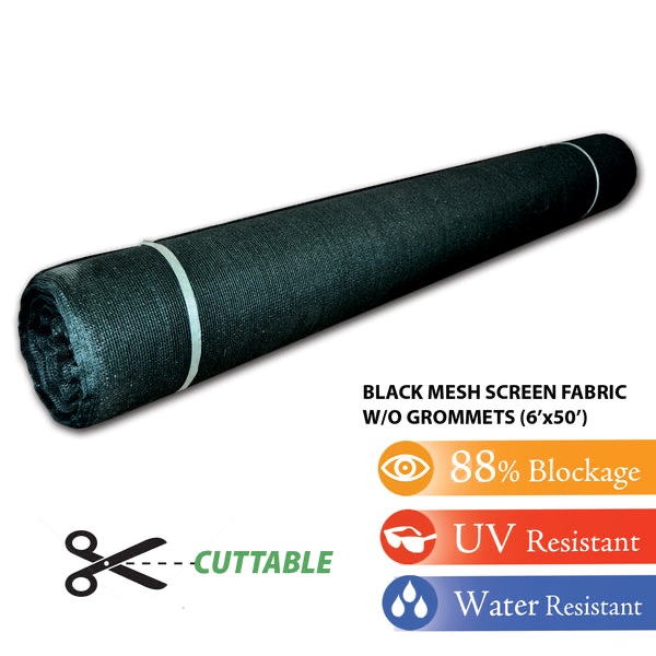6 ft. x 50 ft. Black Sun Shade Fabric Shade Cloth
