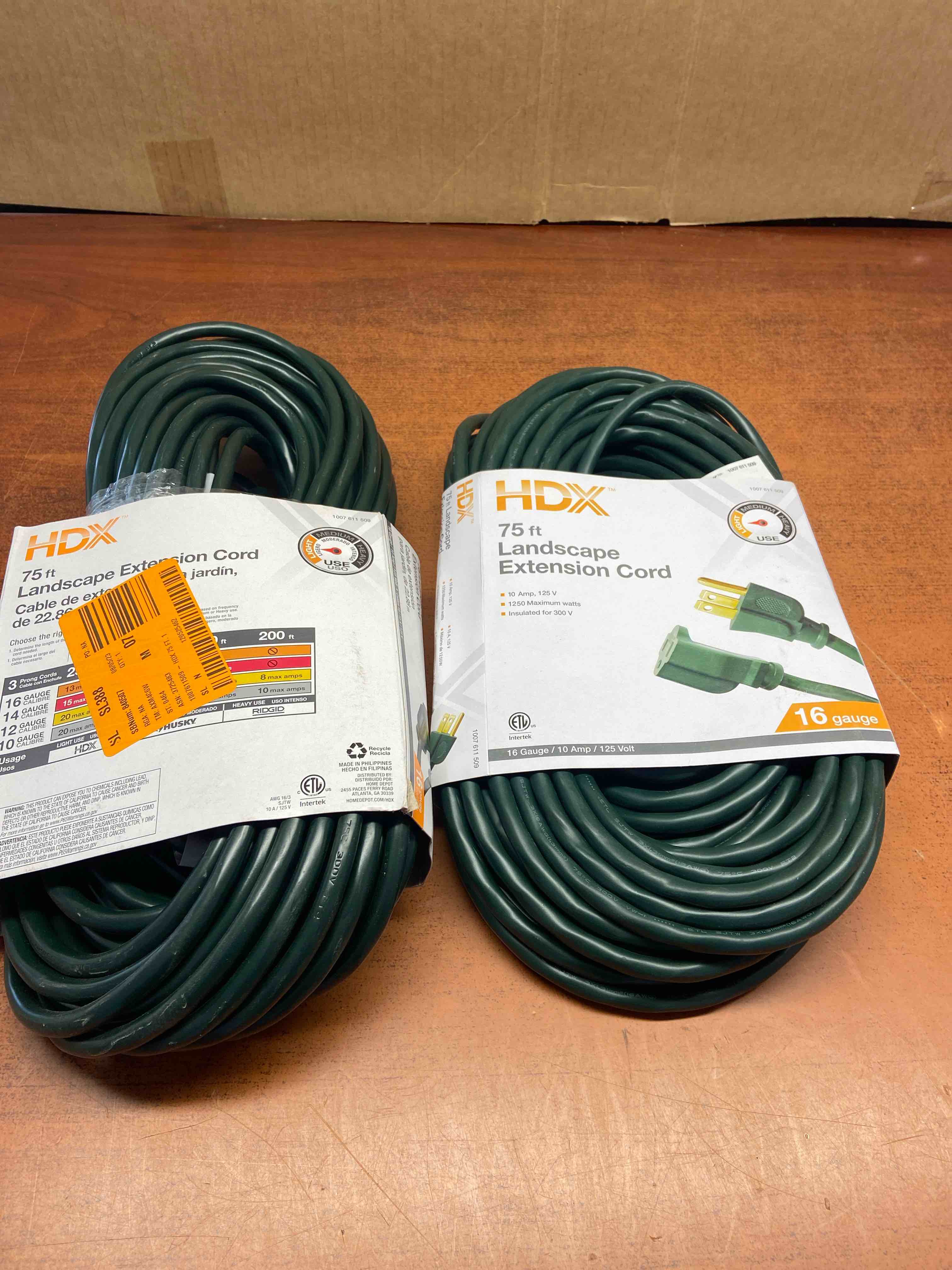 HDX 75 ft landscape extension cord 16 gauge 