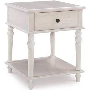 powell white veneer side table