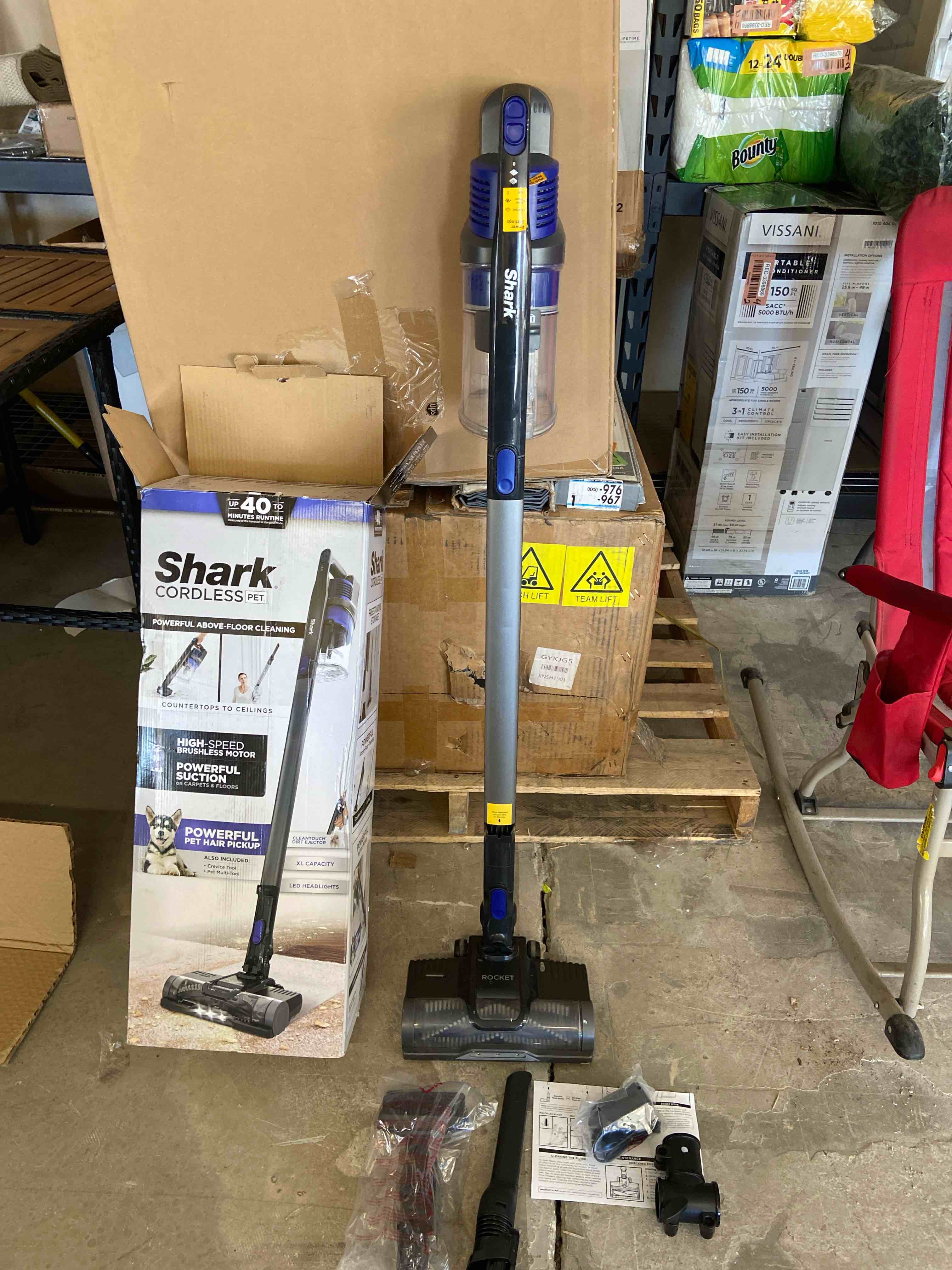 Shark - Pet Cordless Stick Vacuum *** Vacuum has been lightly used but works great **with XL Dust Cup, LED Headlights - Blue Iris