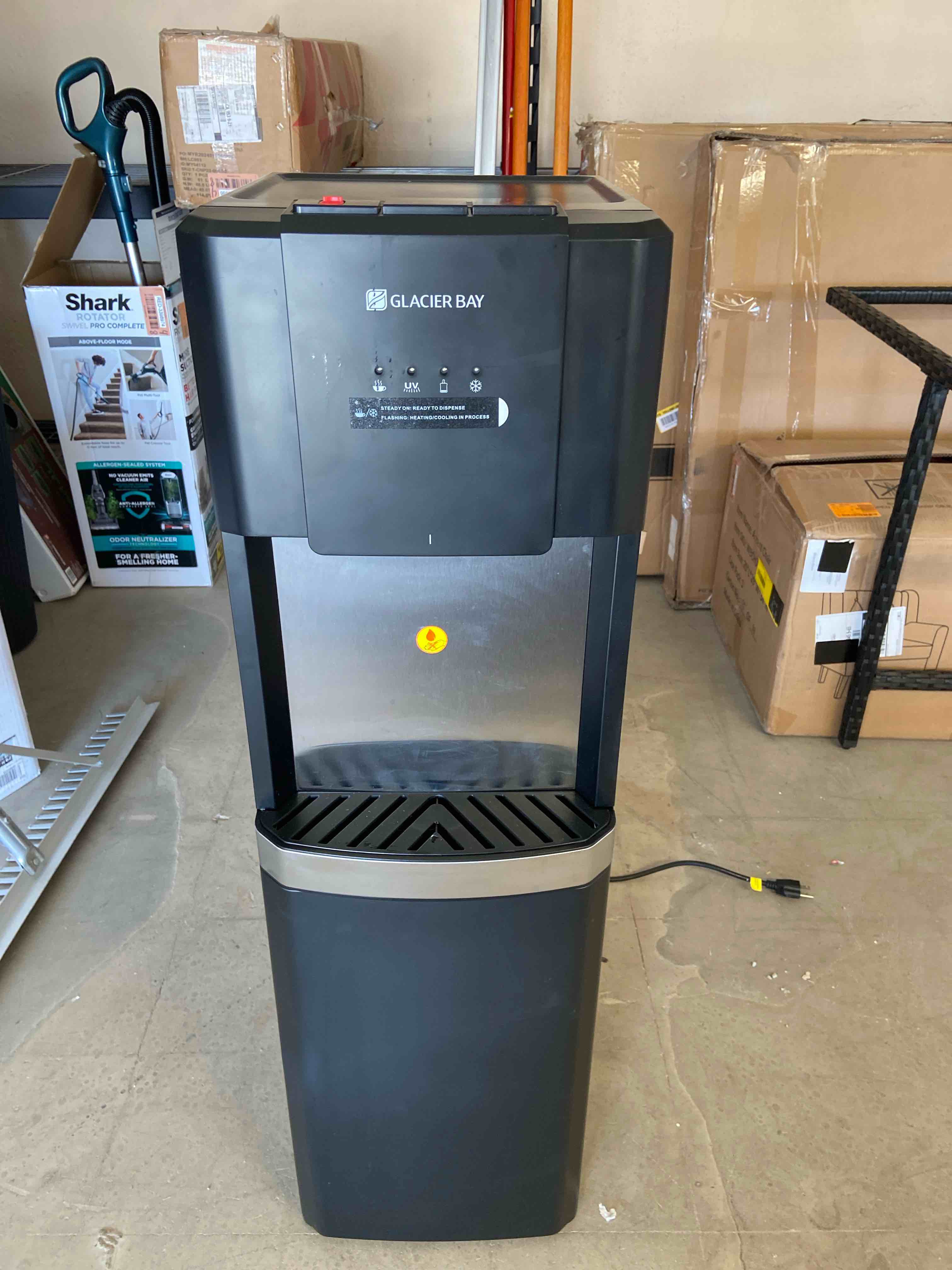 Matte Black and Stainless Steel Bottom Load Water Dispenser