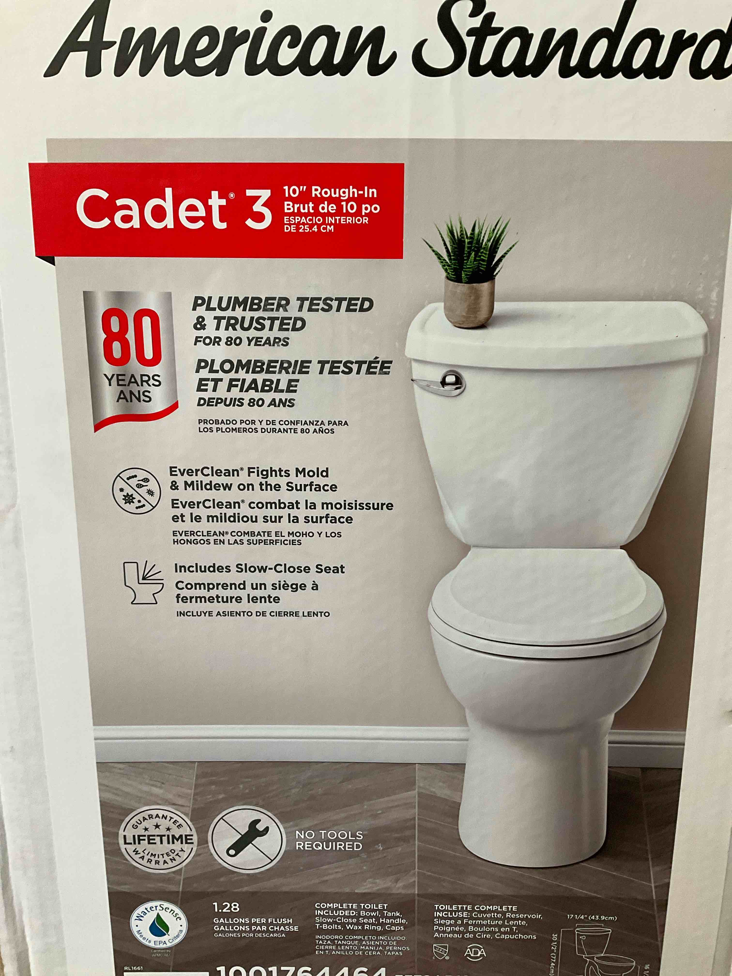 Cadet 3 10 in Rough Two-Piece 1.28 GPF Single Flush Elongated Chair Height Toilet with Slow-Close Seat in White