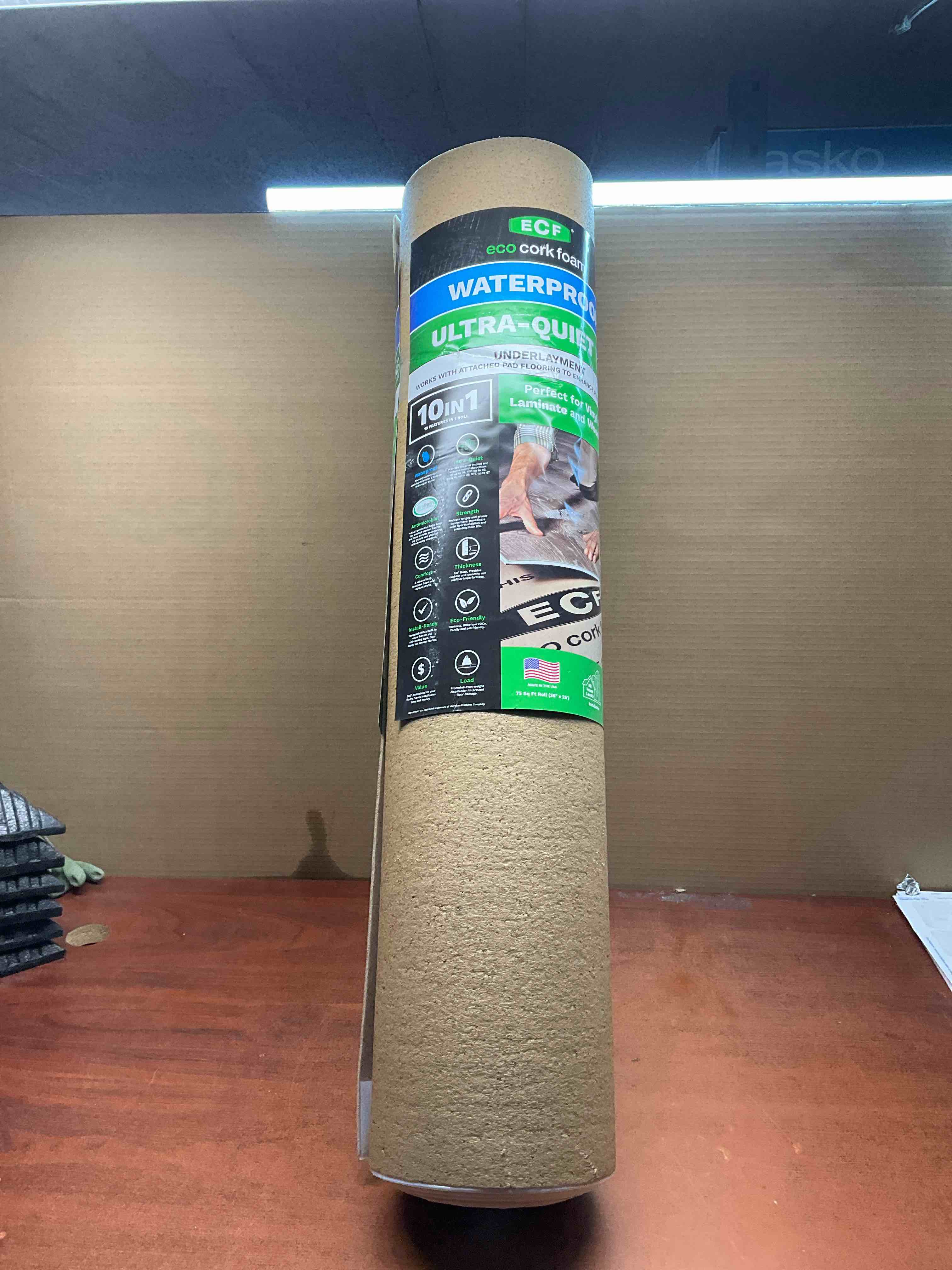 75 sq. ft. 3 ft. x 25 ft. x 3.2 mm Waterproof Premium Plus 10-in-1 Underlayment - Vinyl Plank, Laminate, Engineered Wood
