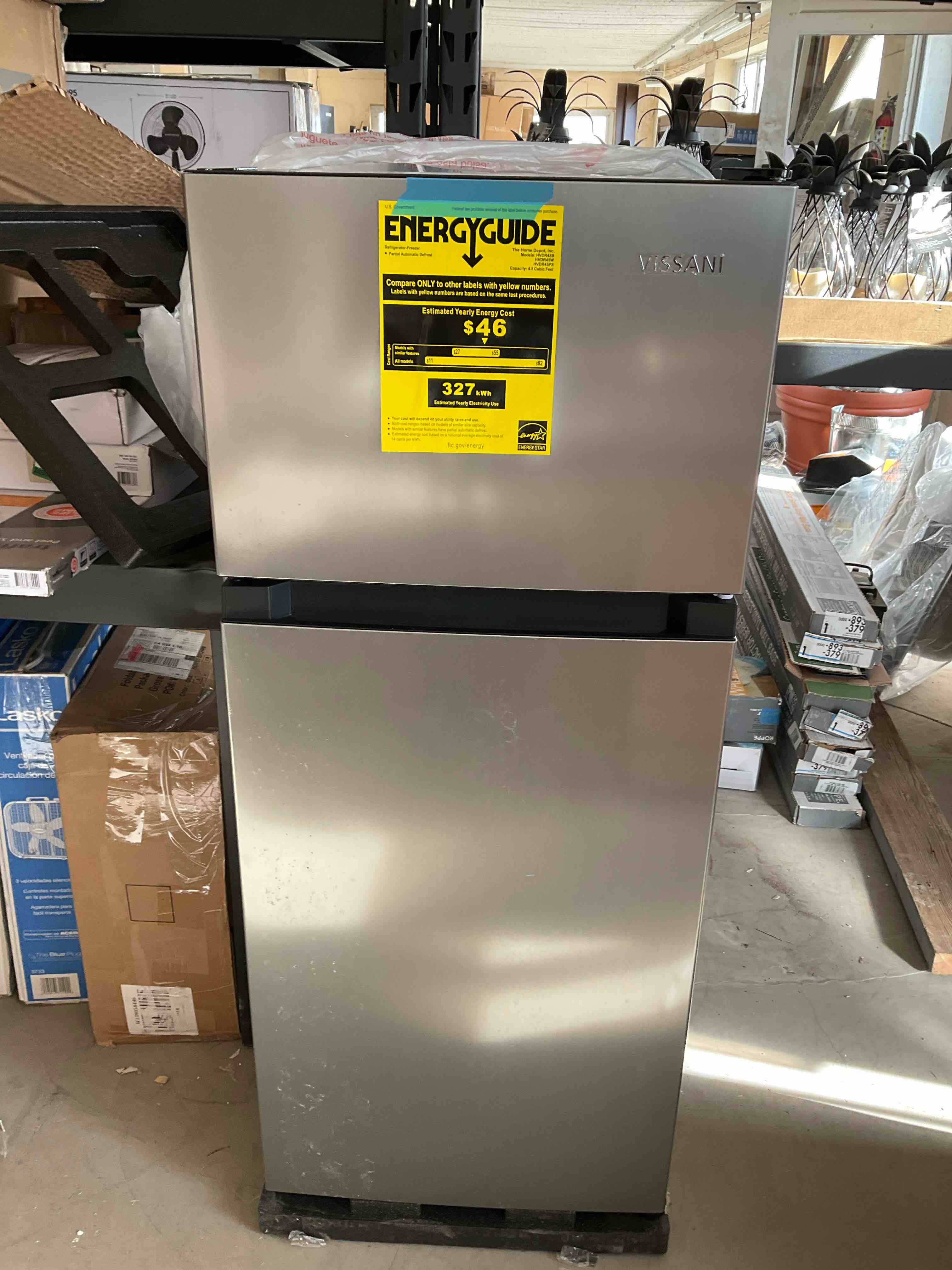 4.5 cu. ft. 2-Door Mini Refrigerator in Platinum Steel with Freezer