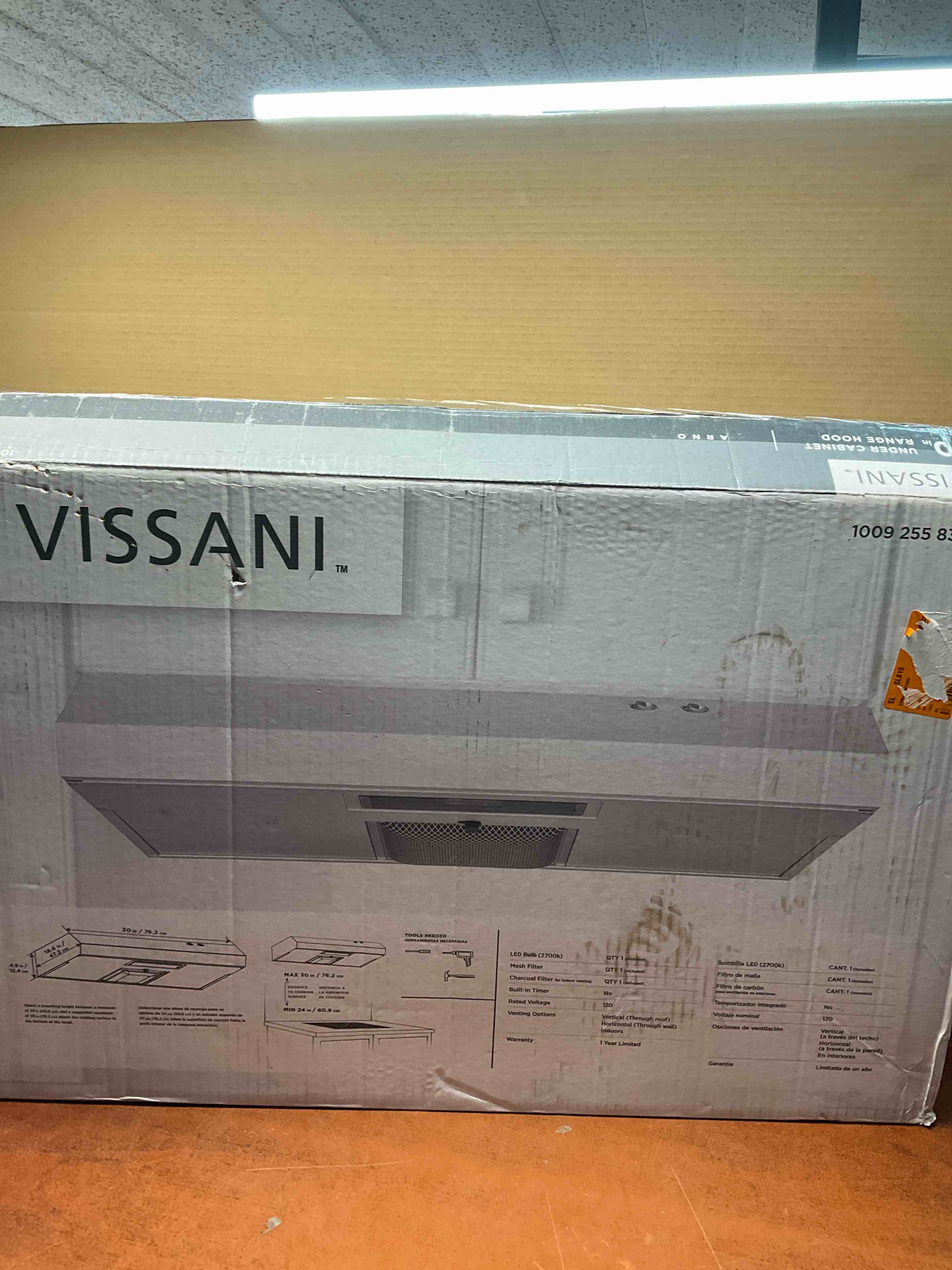Vissani Arno 30 in. 240 CFM Convertible Under Cabinet Range Hood in White with Lighting and Charcoal Filter, White painted