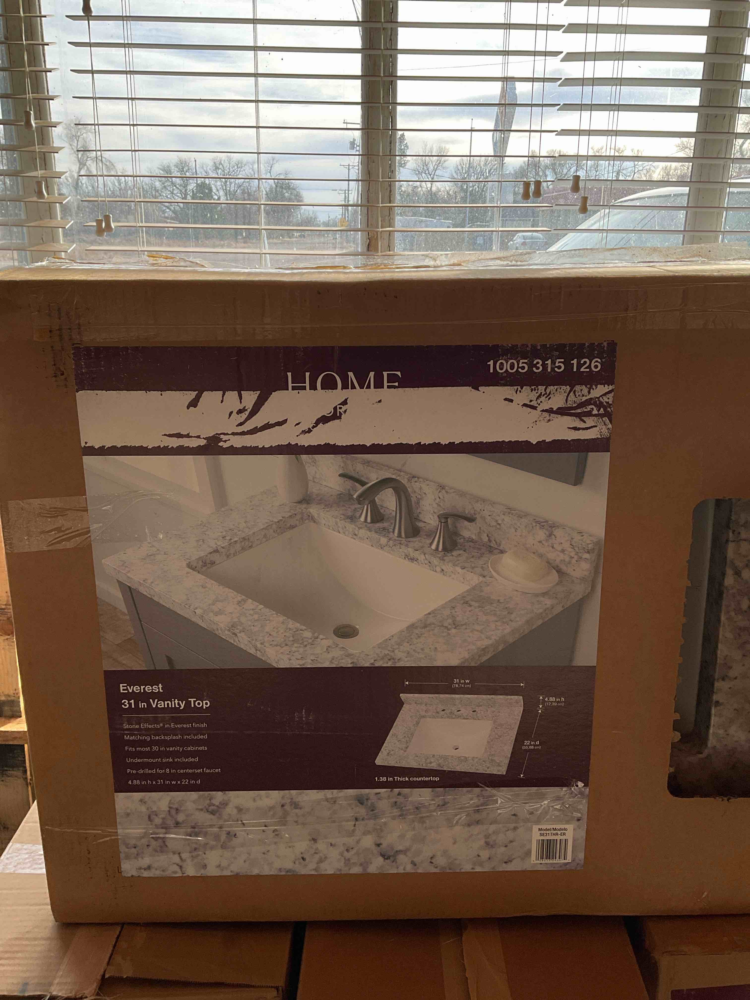 Home Decorators Collection 31 in. W x 22 in. D Cultured Marble White Rectangular Single Sink Vanity Top in Everest