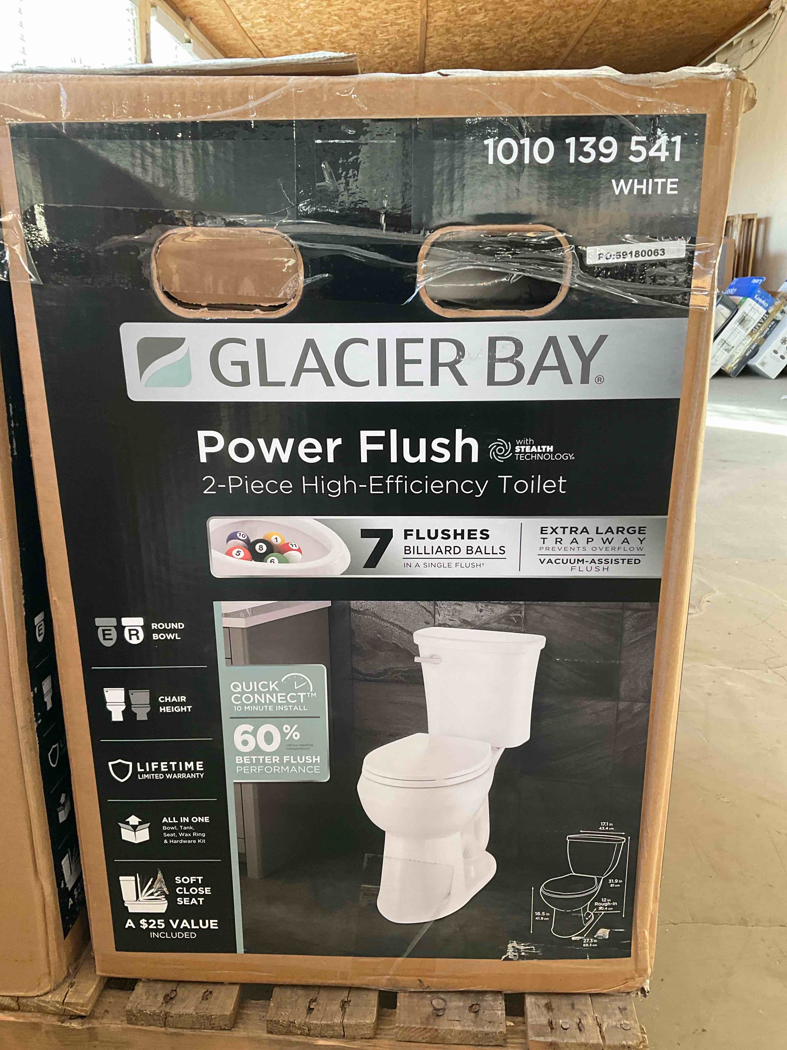 Power Flush 12 inch Rough In Two-Piece 1.28 GPF Single Flush Round Toilet in White Seat Included