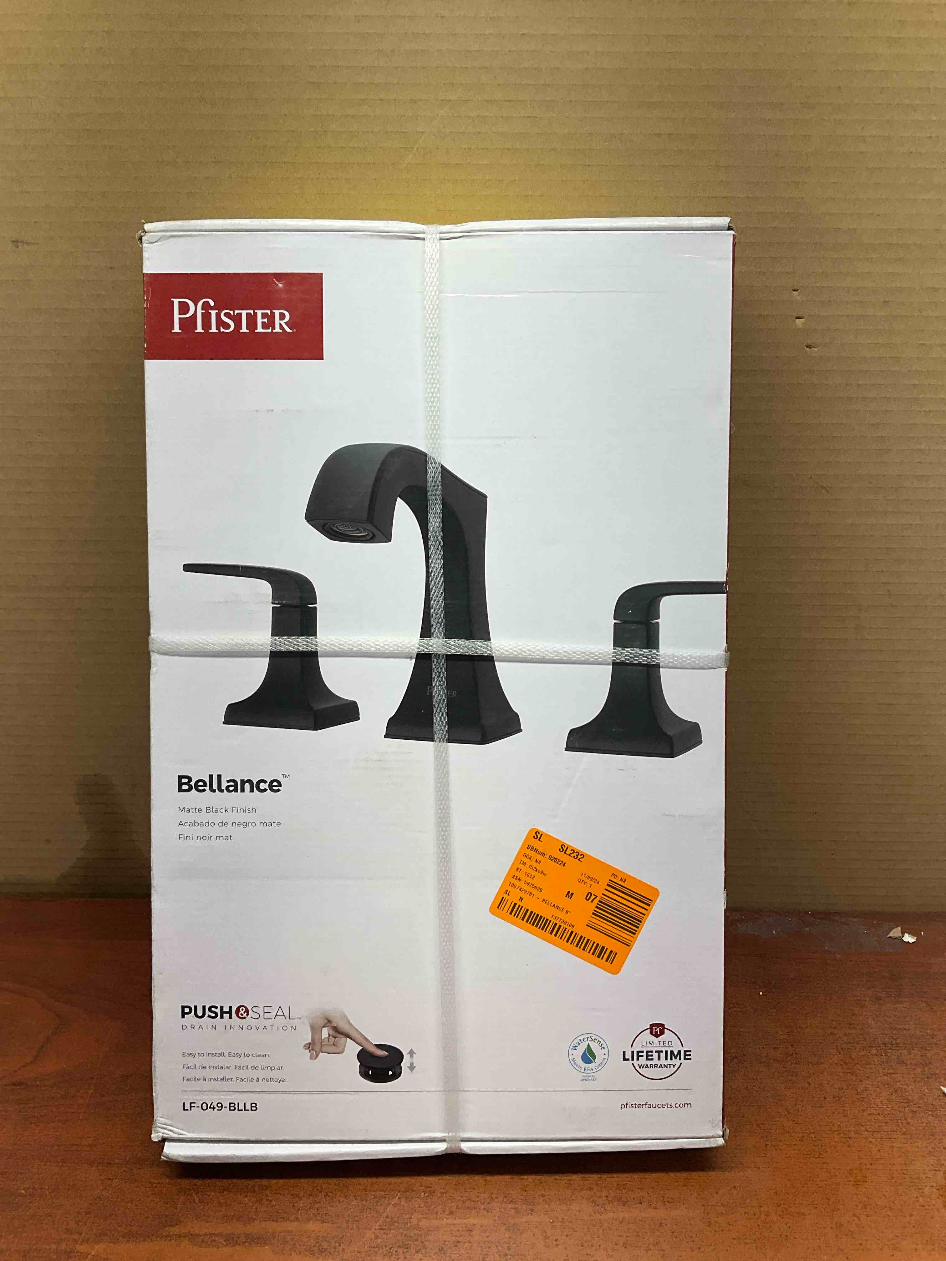 Bellance 8 in. Widespread Two Handle Bathroom Faucet with Drain Kit Included in Matte Black