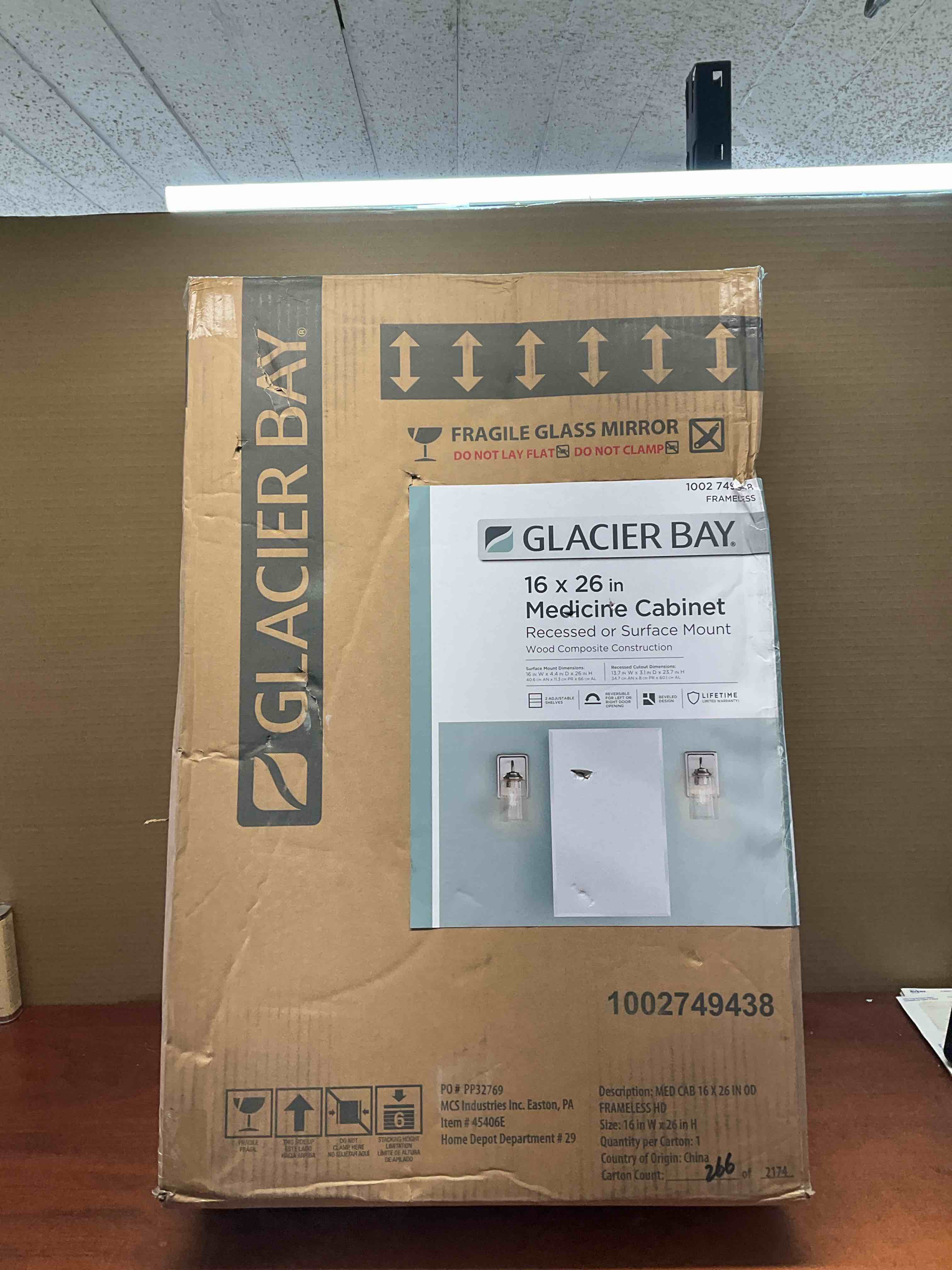 16 in. W x 26 in. H Rectangular Wood Composite Medicine Cabinet with Mirror