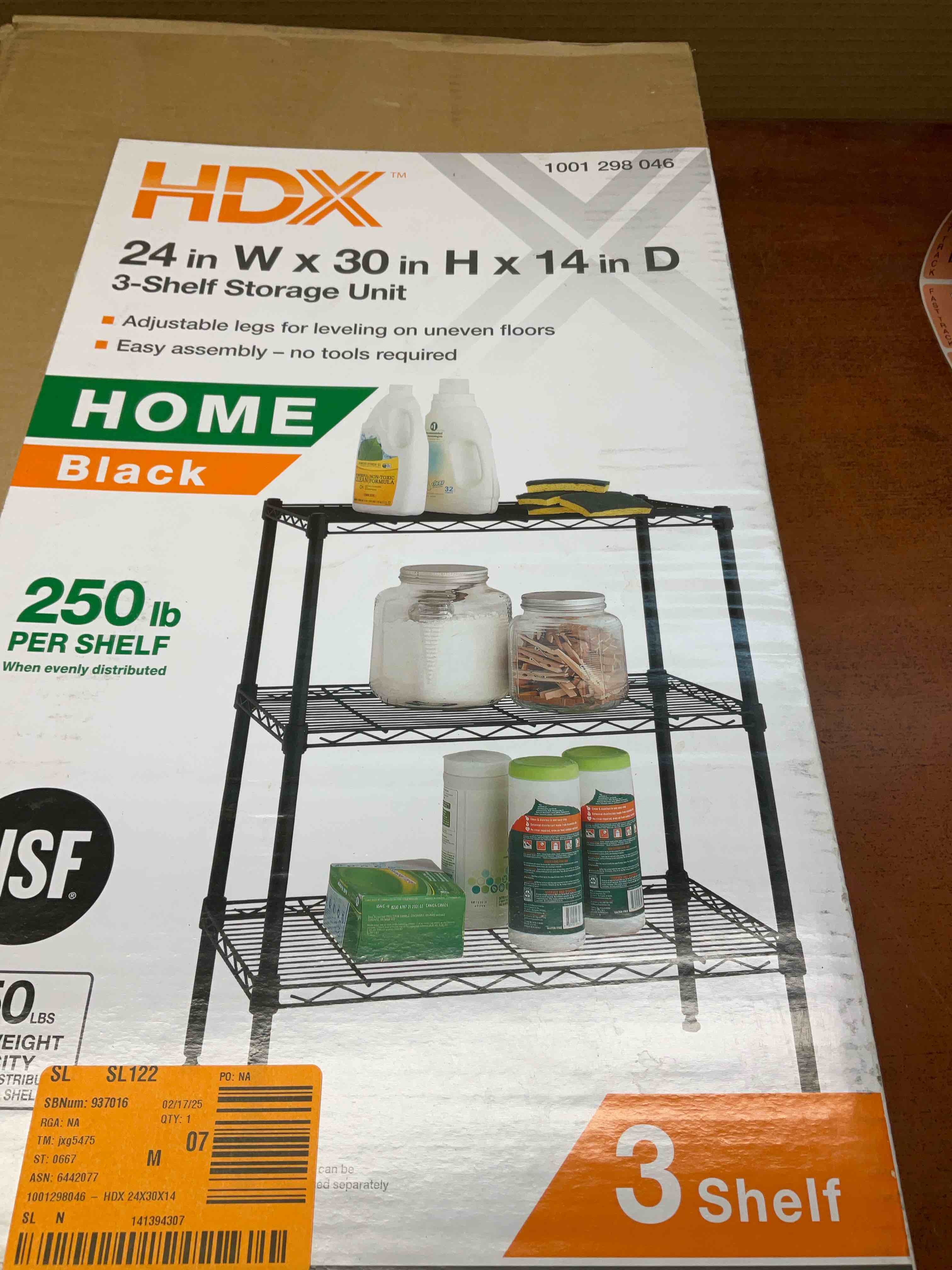 3-Tier Steel Wire Shelving Unit in Black (24 in. W x 30 in. H x 14 in. D)