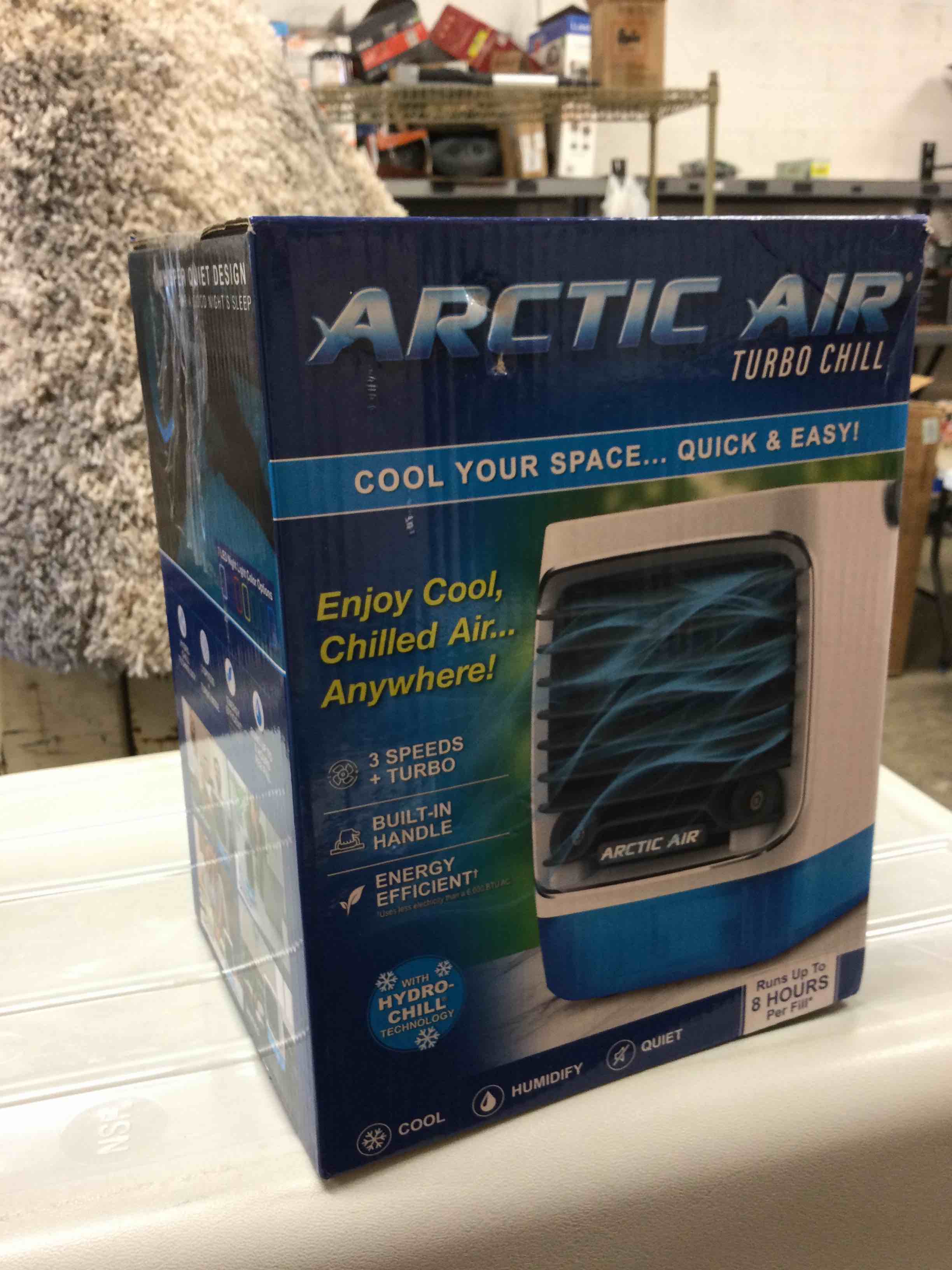 Ontel Arctic Air Turbo Chill Evaporative Cooler with HydroChill Technology, 4-Speed Portable Air Cooler Fan, Up To 8 Hr Per Fill, 7-Color LED, Simple & Whisper Quiet Operation, for Home or Office Use