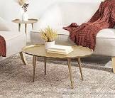 Alessia 34 in. Gold Oval Metal Coffee Table