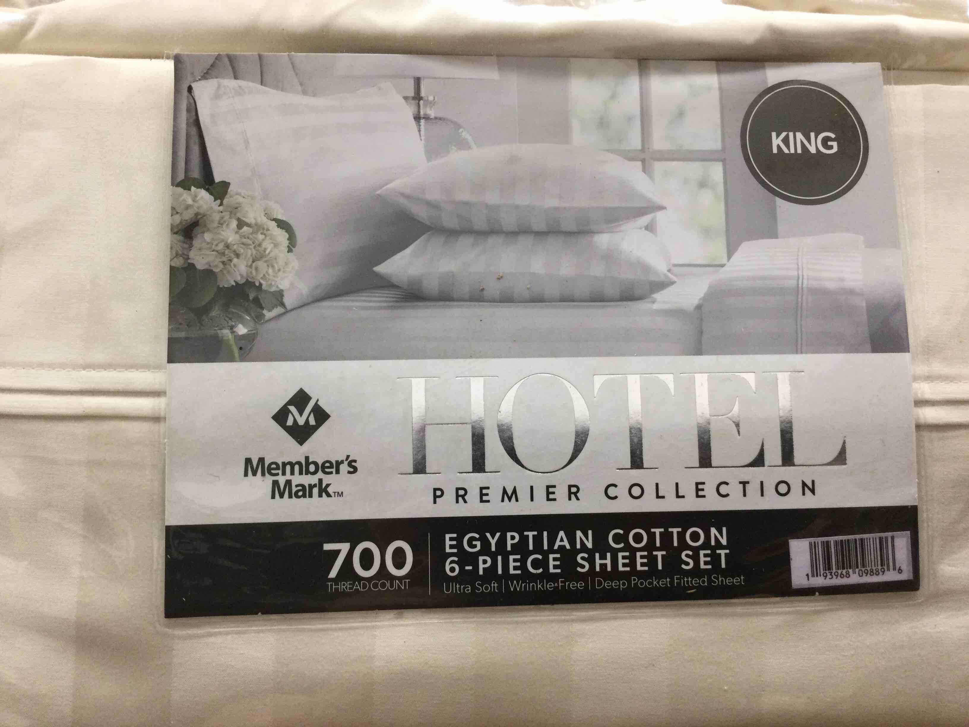 MEMBER'S MARK Hotel Premier Collection 700 Thread Count Egyptian Cotton Striped Sheet (Ivory, King)