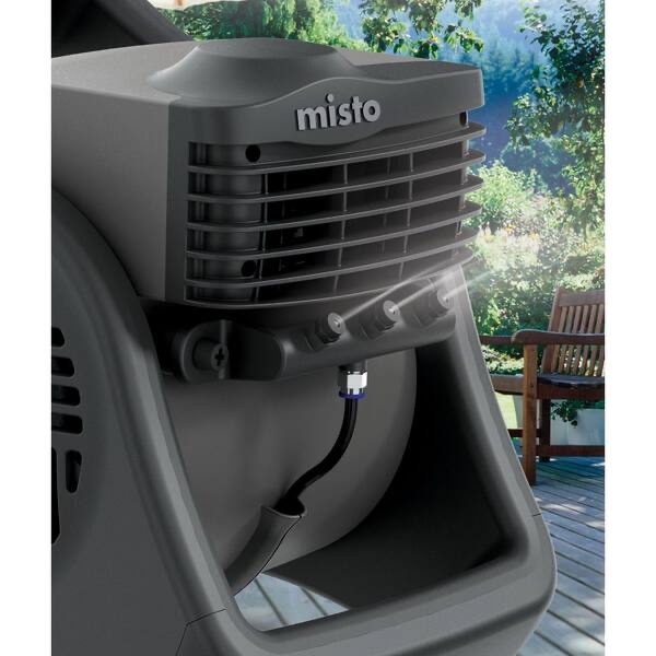 Misto 15 in. 3 Speed Outdoor Misting Fan in Black for Backyards, Patios and Decks with Misting Kit and Pivoting Head