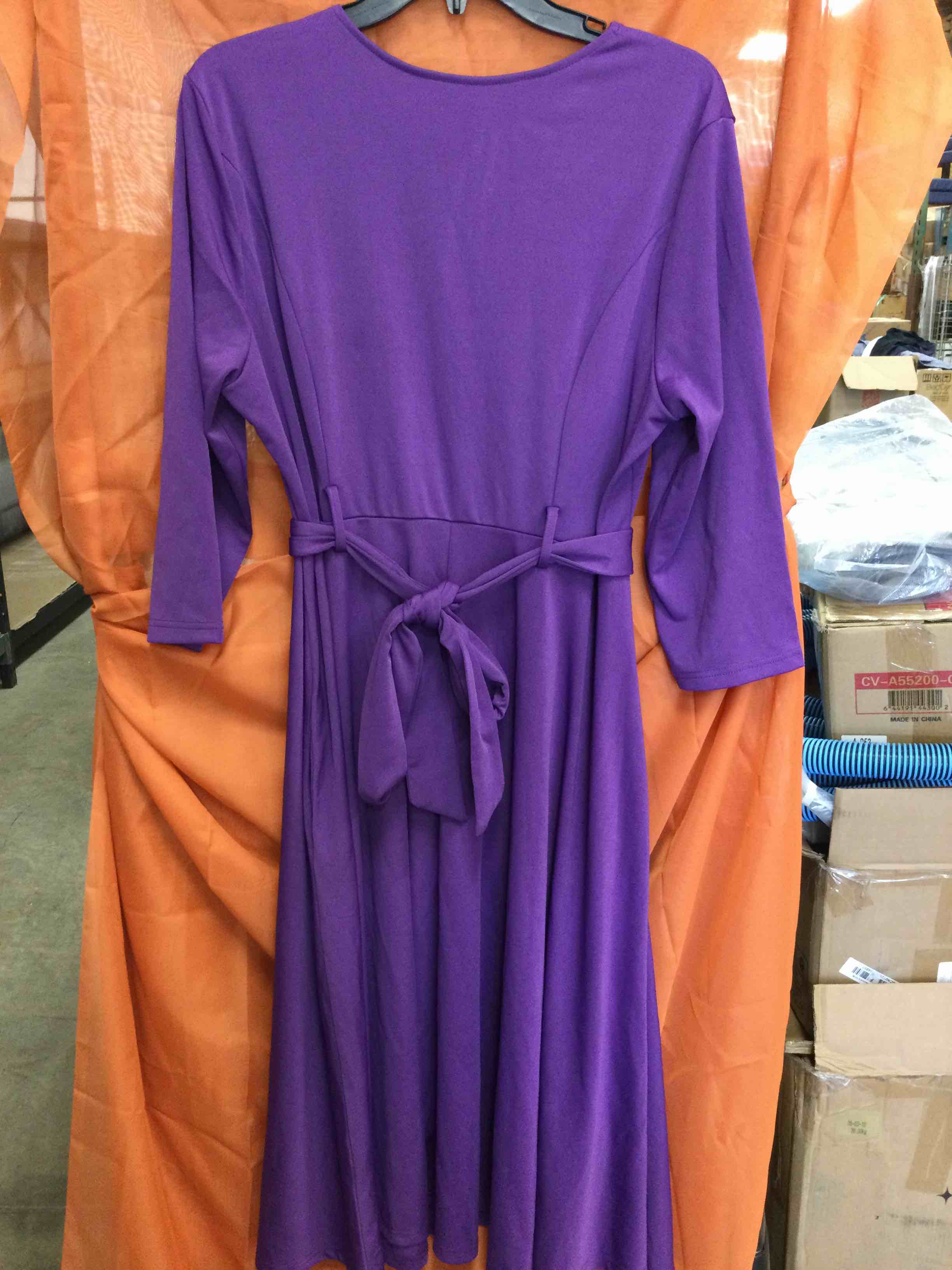 Purple Midi-length dress with pockets 