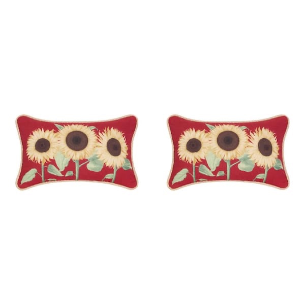 Hampton Bay Sunflower Trio Lumbar Outdoor Throw Pillow (Set of 2)